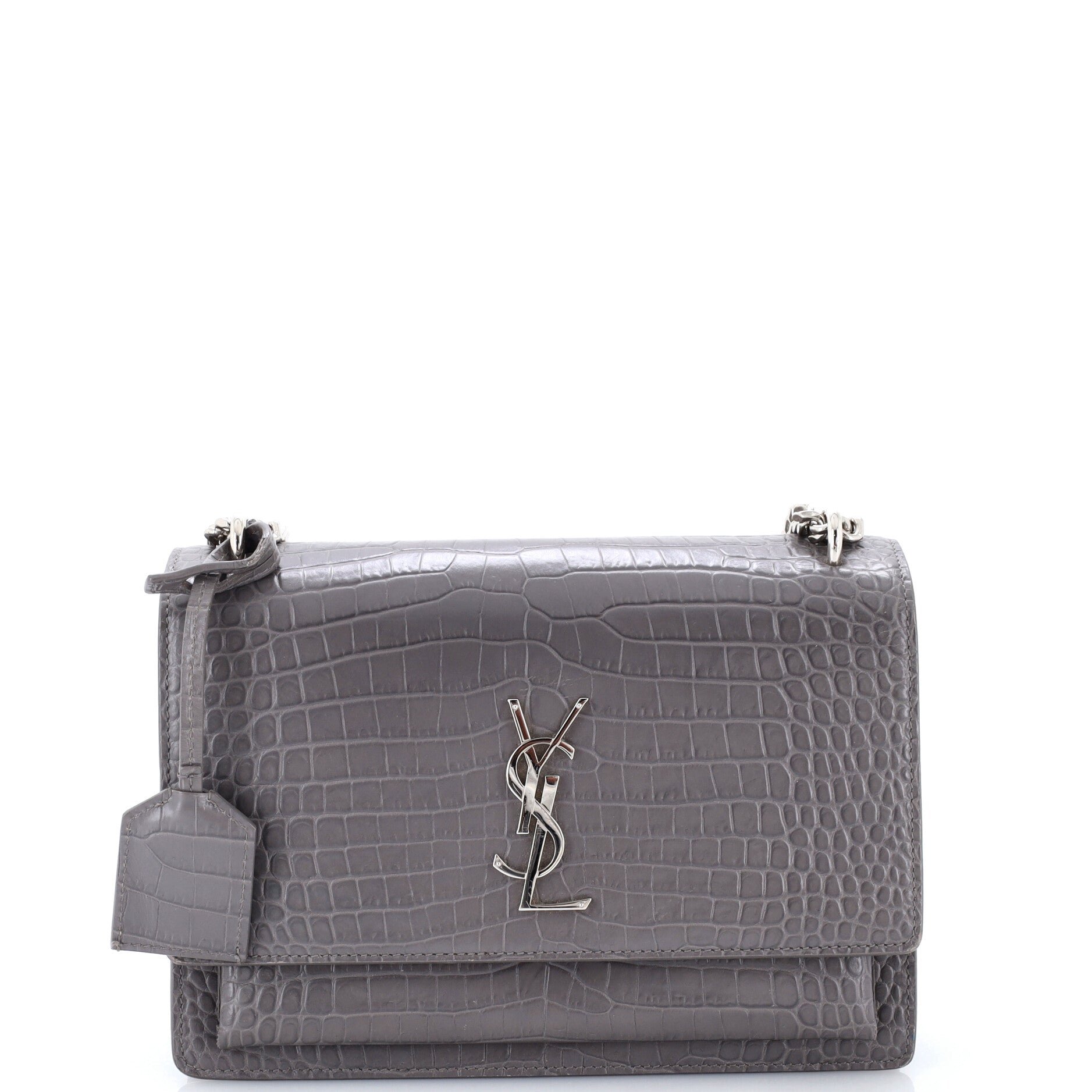 Sunset Crossbody Bag Crocodile Embossed Leather Medium