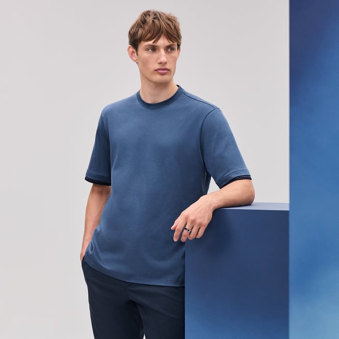 Bleu Turquin "Piqures Sellier" T-shirt