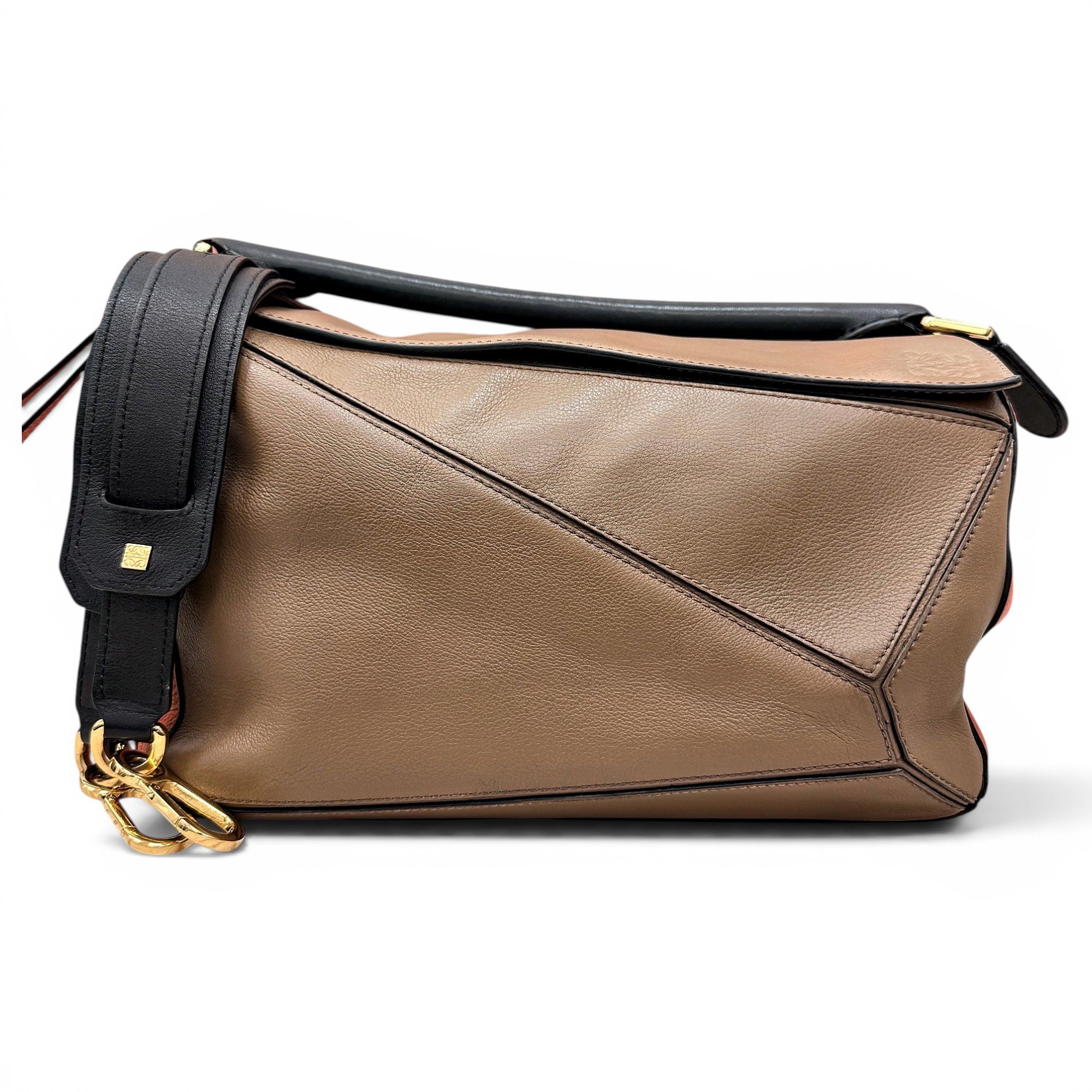 Puzzle leather handbag