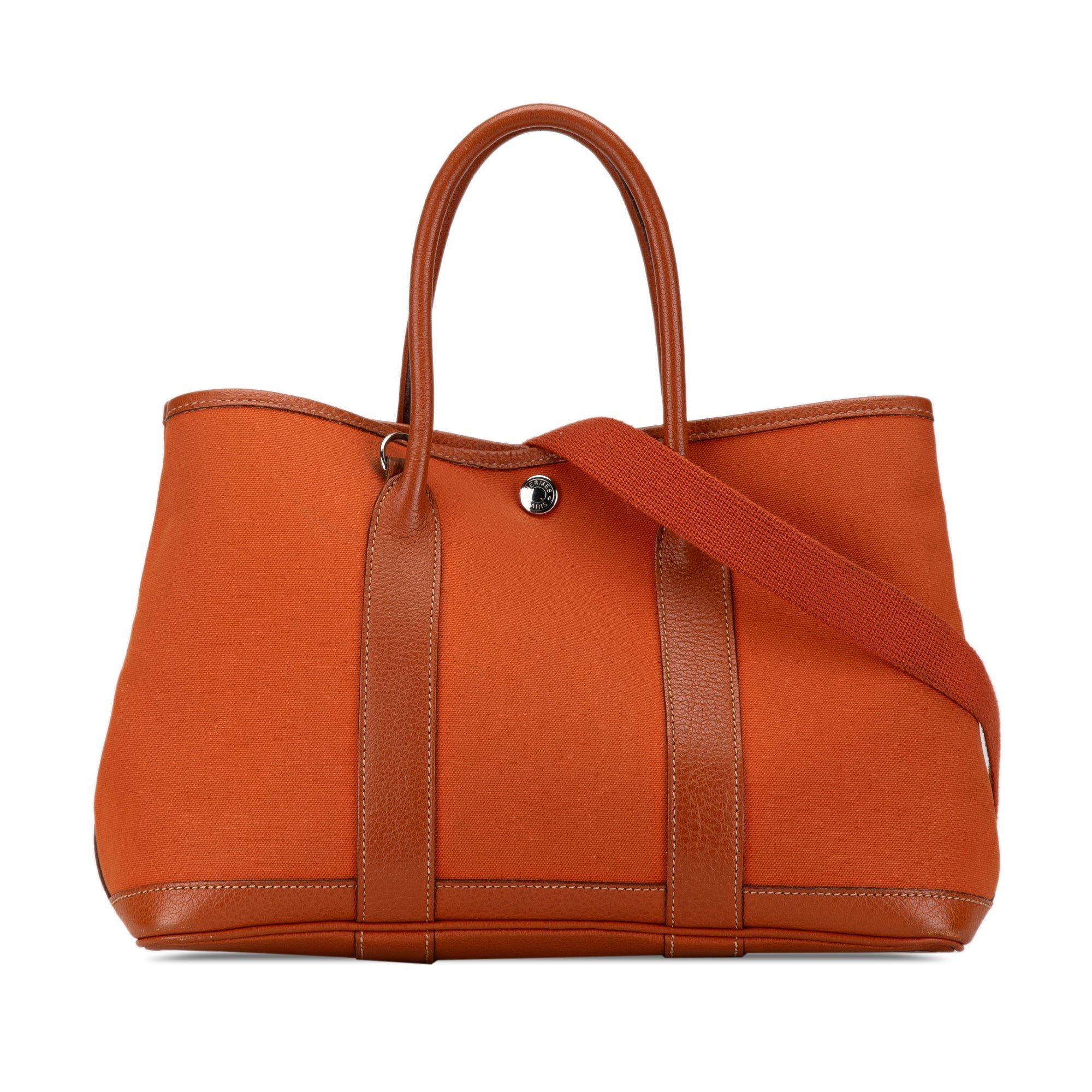Hermes Garden Party 30 Handbag Orange Negonda Leather