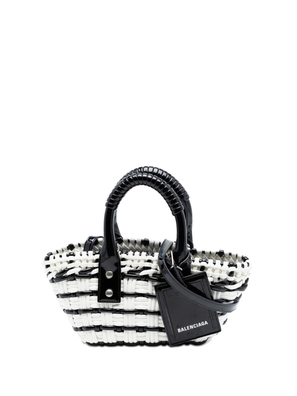 2022 Faux Leather Bistro Basket Bag XXS satchel