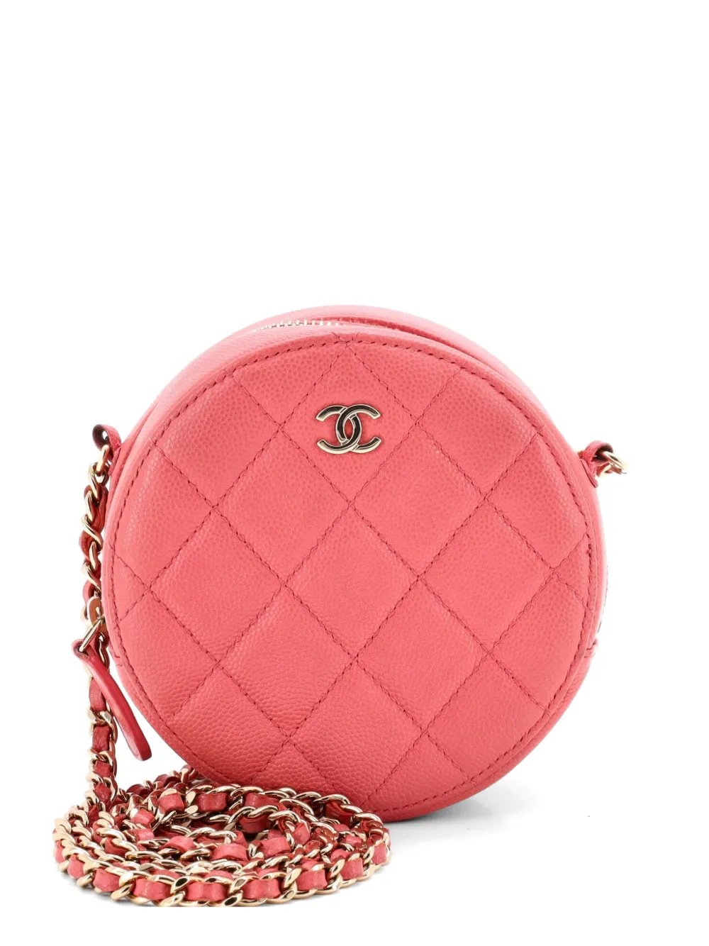 Round Clutch with Chain Quilted Caviar Mini crossbody bag