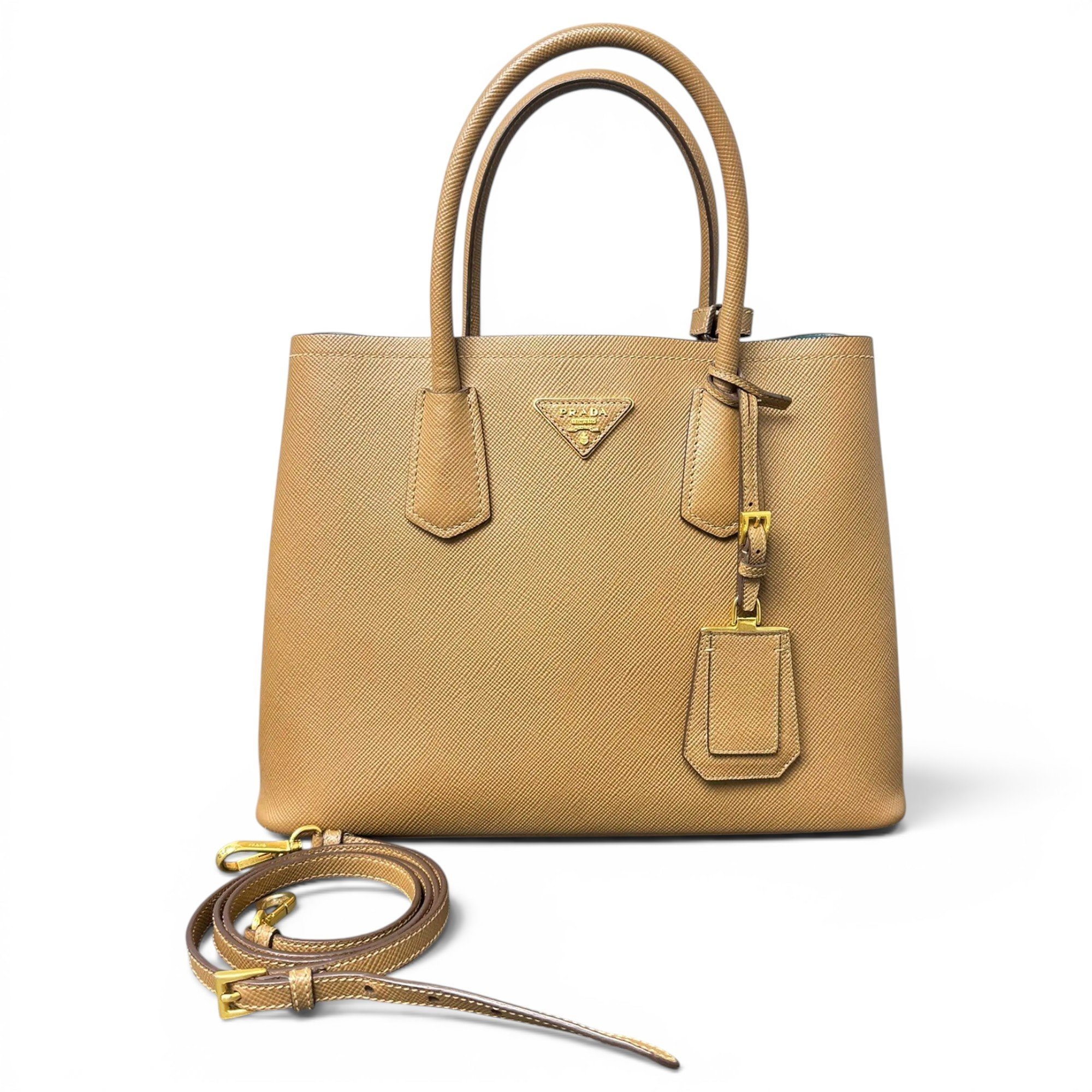 Double leather handbag