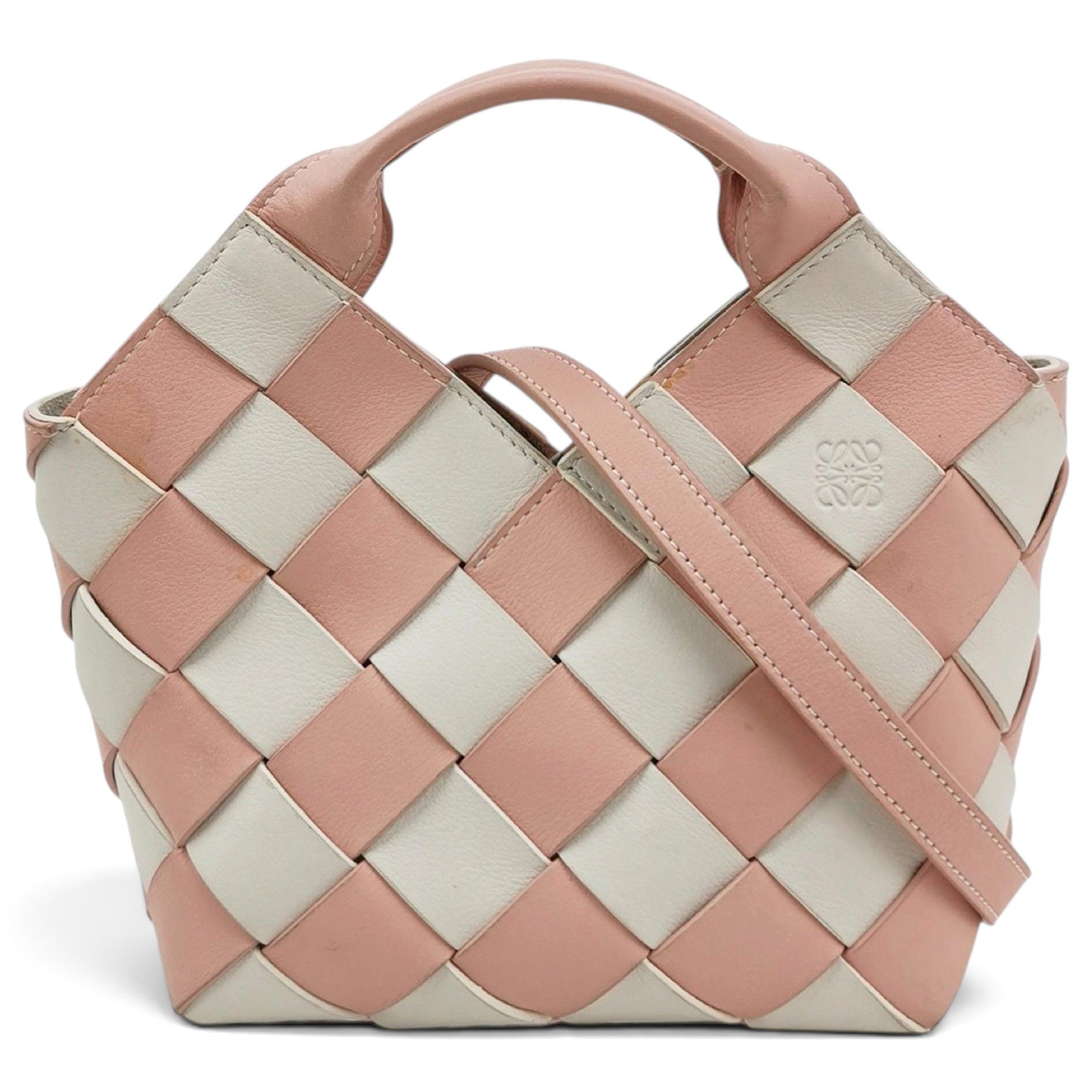 Woven basket bag leather crossbody bag
