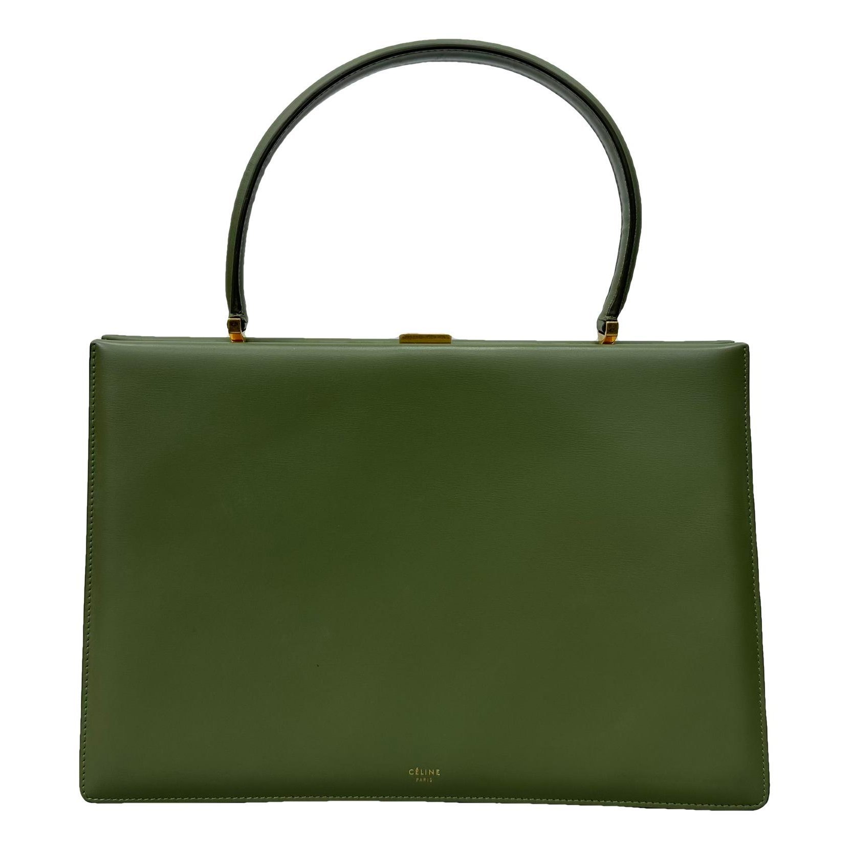 Clasp leather handbag
