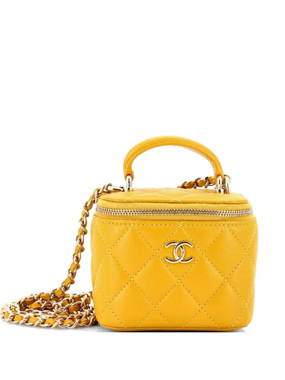 Classic Top Handle Vanity Case with Chain Quilted Lambskin Mini crossbody bag