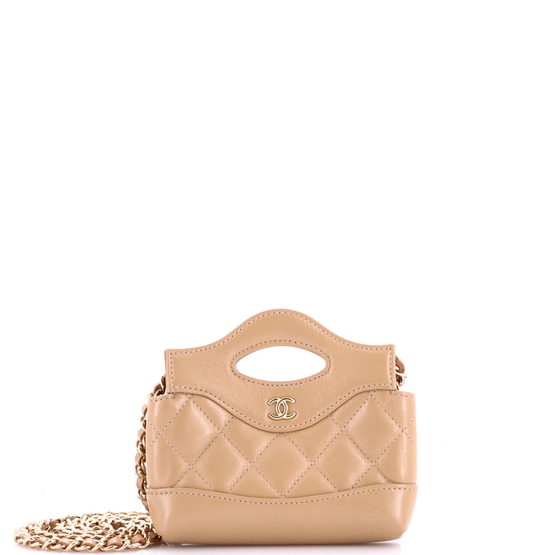 31 Shopping Bag Clutch with Chain Quilted Calfskin Nano