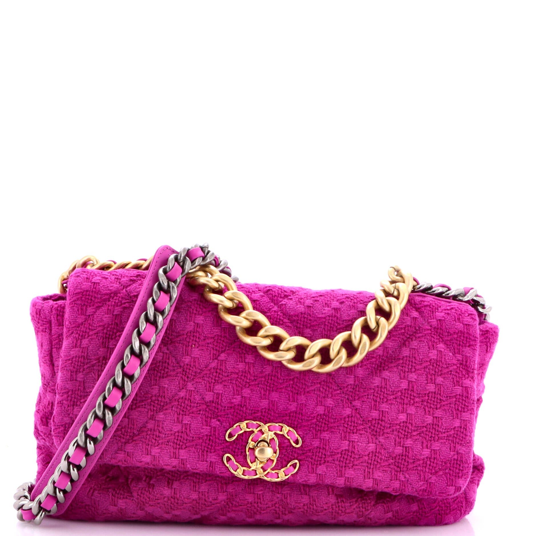 19 Flap Bag Quilted Tweed Large