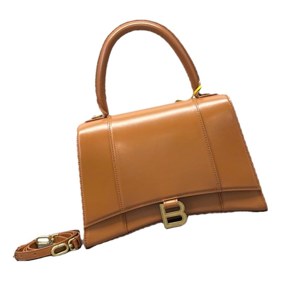 Hourglass leather handbag