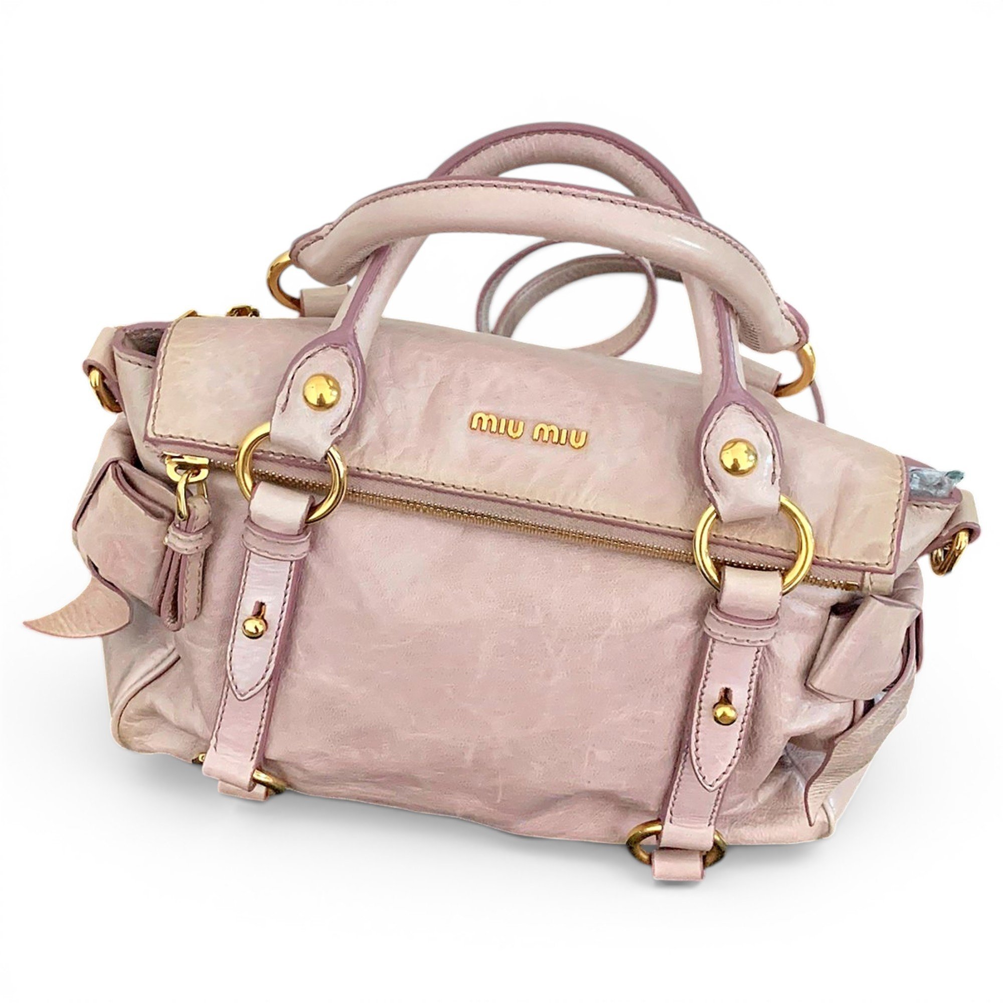 Bow bag leather handbag