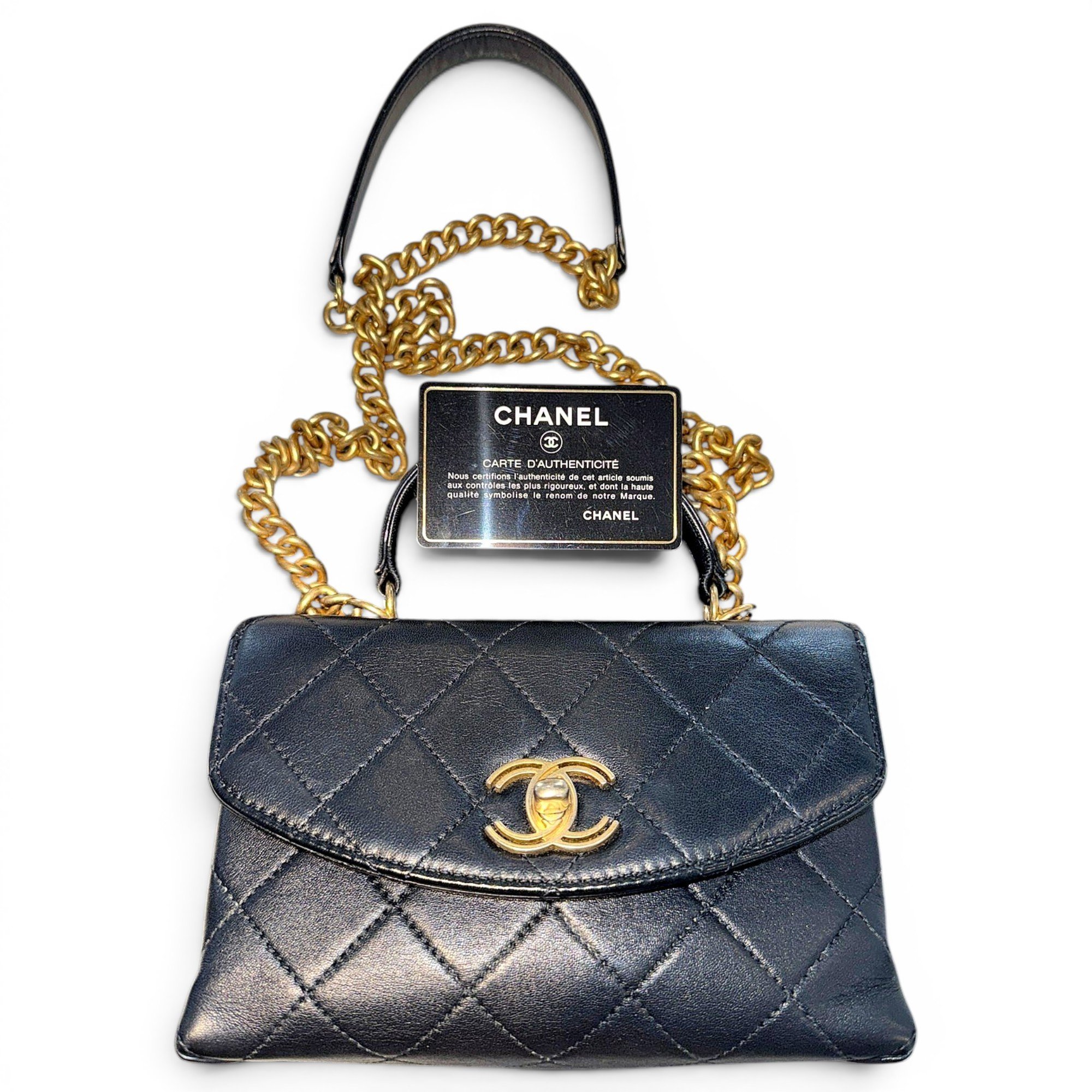 Trendy CC Top Handle leather handbag