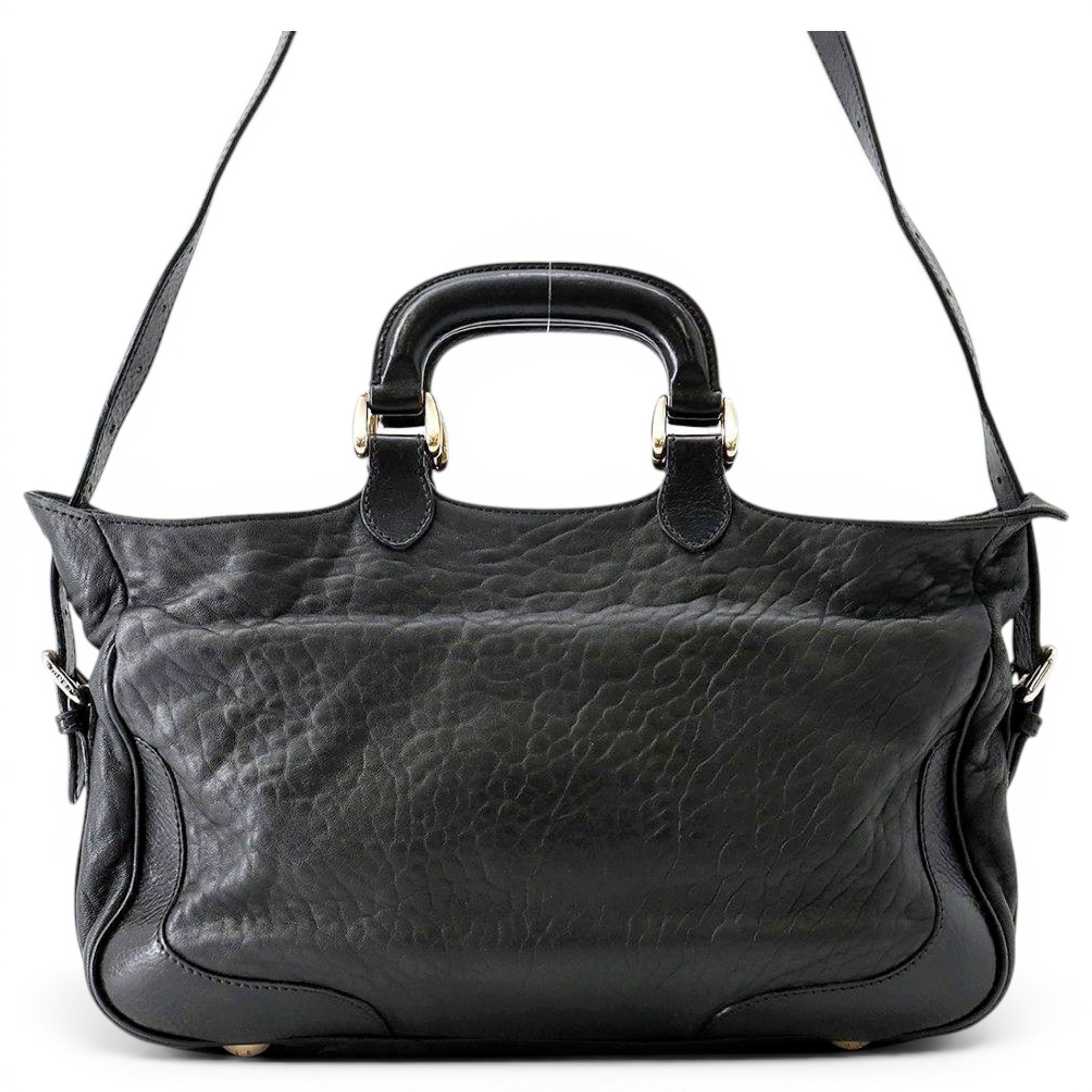 Pocket leather handbag