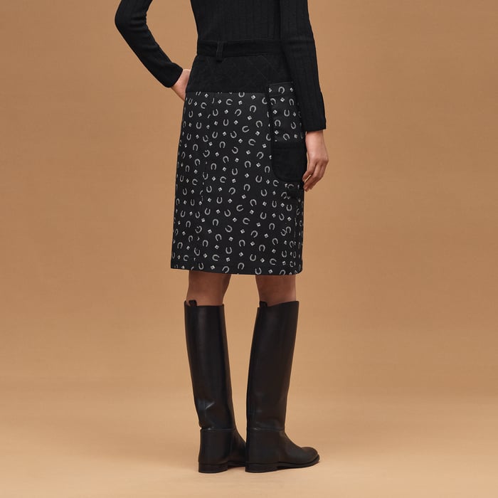 Noir "Porte-bonheur Bandana" Straight Skirt