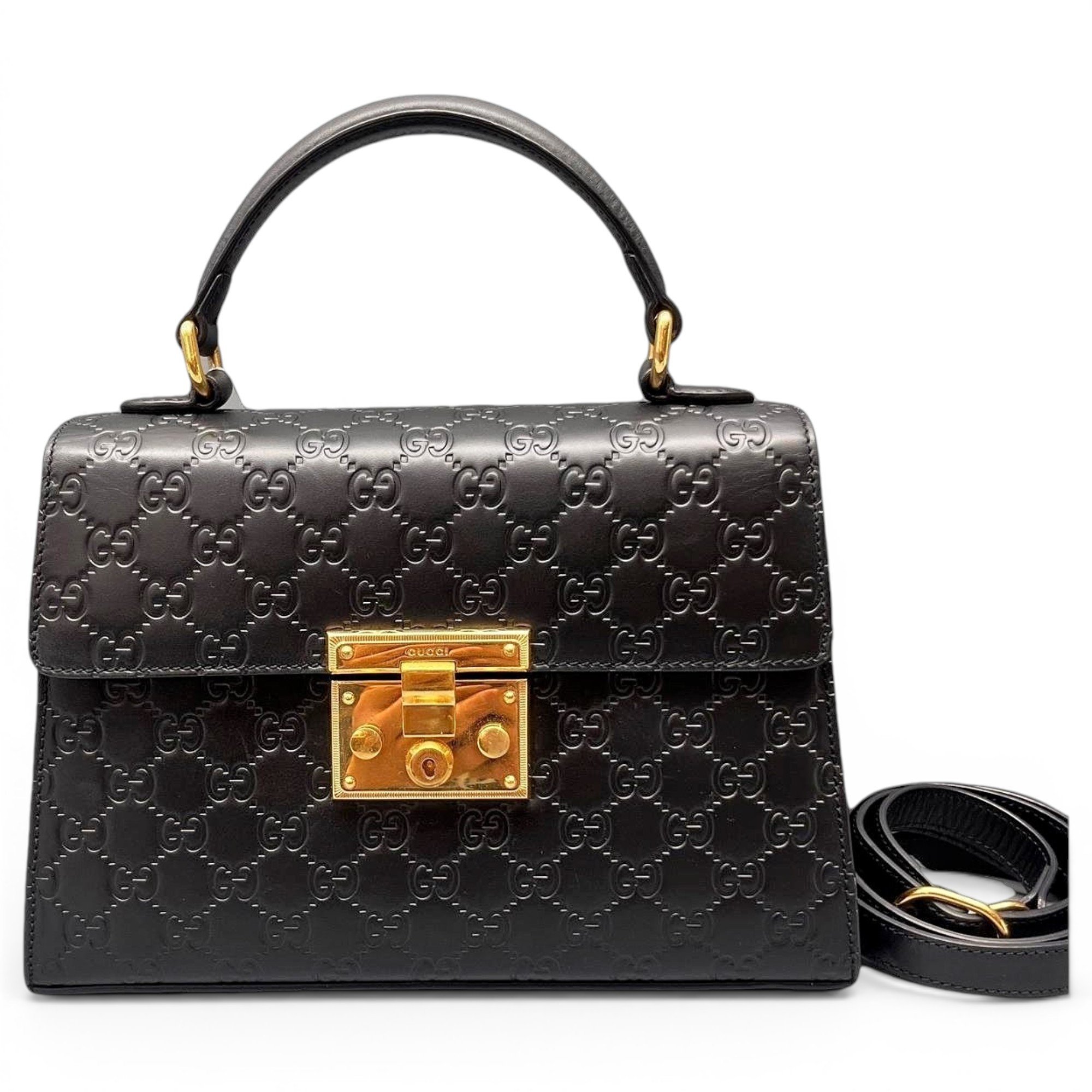Padlock leather handbag