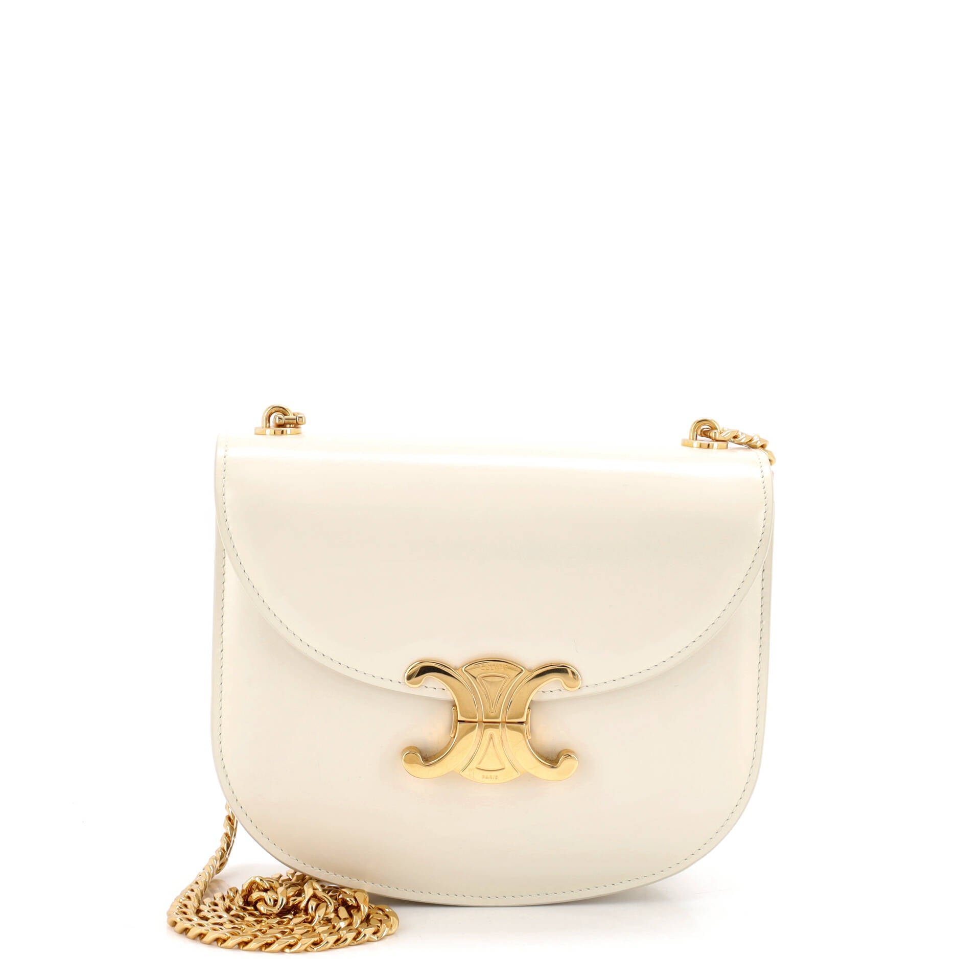 Triomphe Besace Clea Chain Flap Bag Leather
