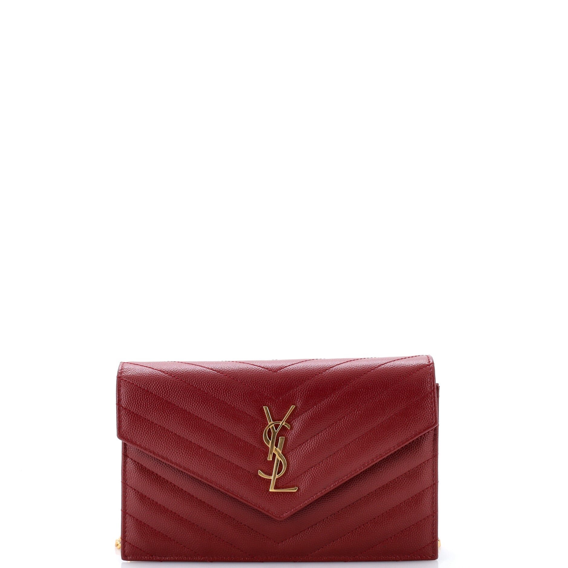 Classic Monogram Wallet on Chain Matelasse Chevron Leather Small