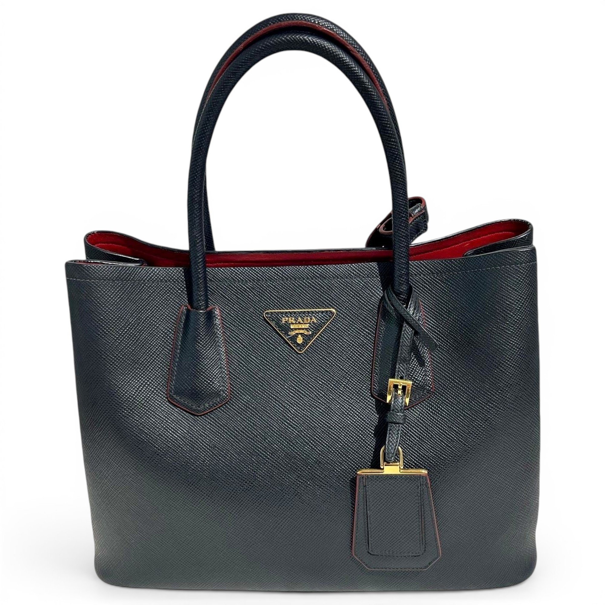 Double leather handbag