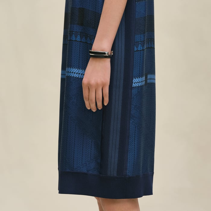 Bleu Encre "Dressage Tressage" Long-sleeve Twillaine Sweater Dress