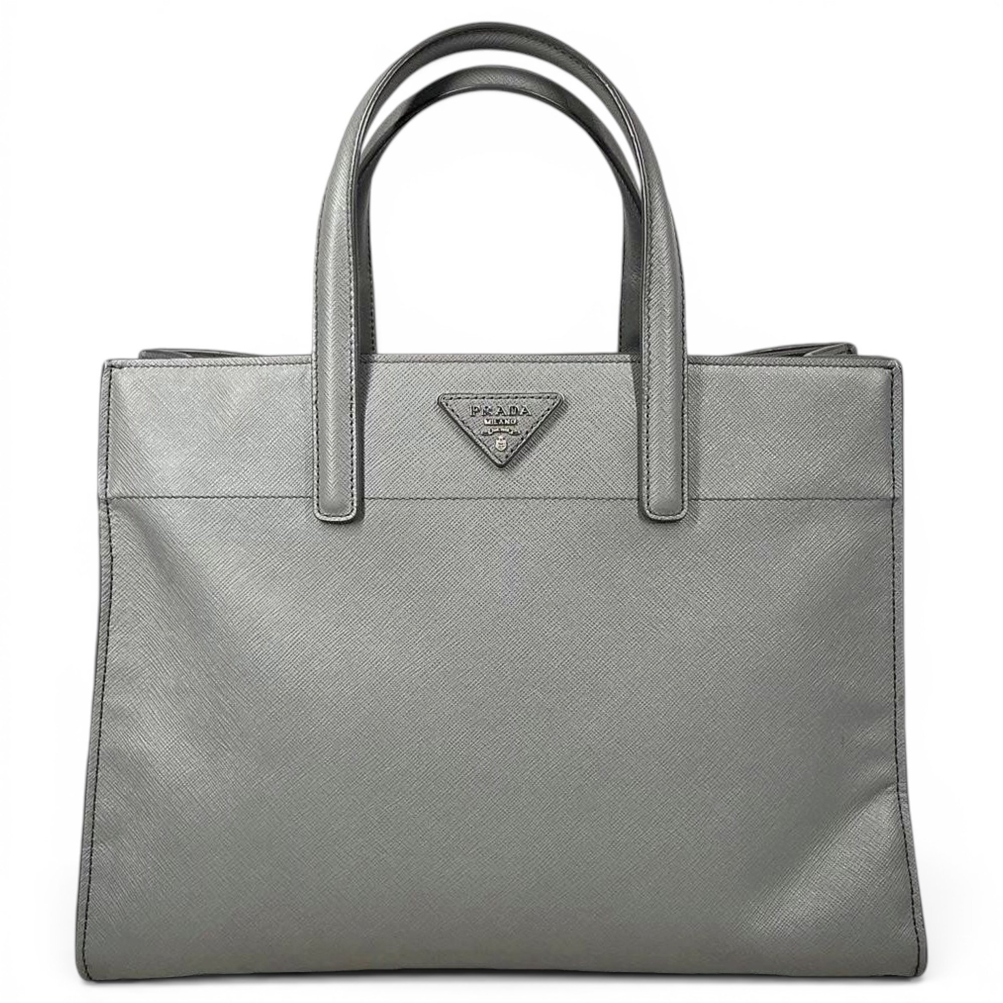 Double leather handbag
