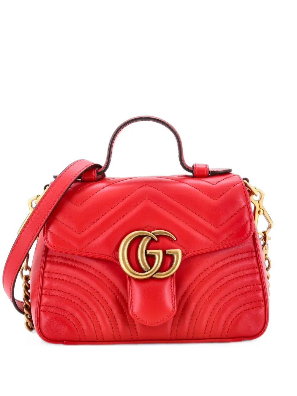 GG Marmont Top Handle Flap Bag Matelasse Leather Mini satchel