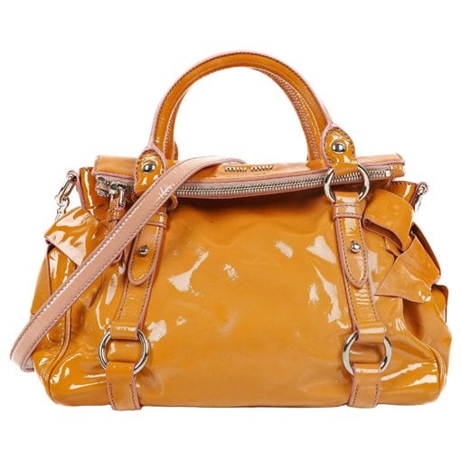 Bow bag patent leather handbag