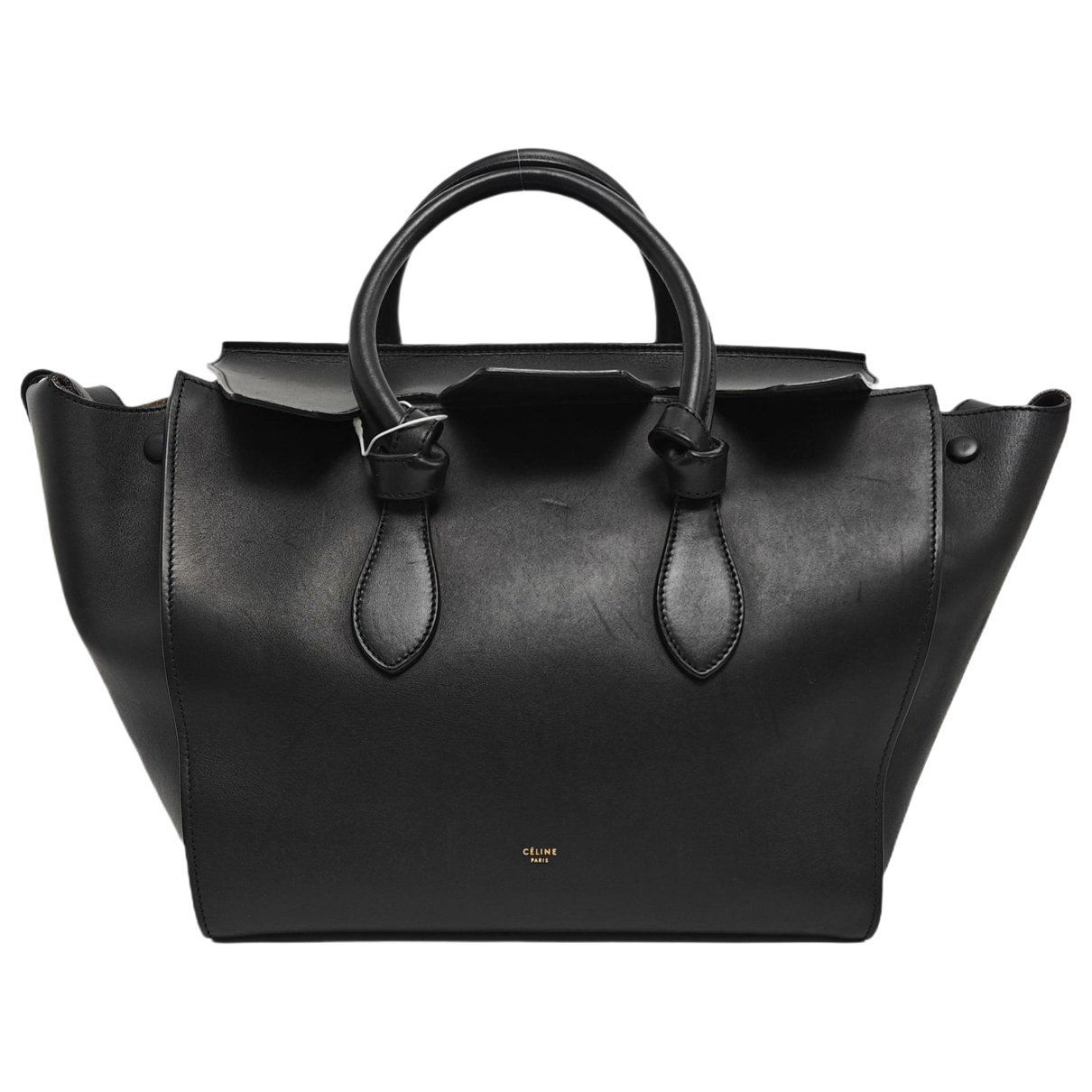 Tie leather handbag