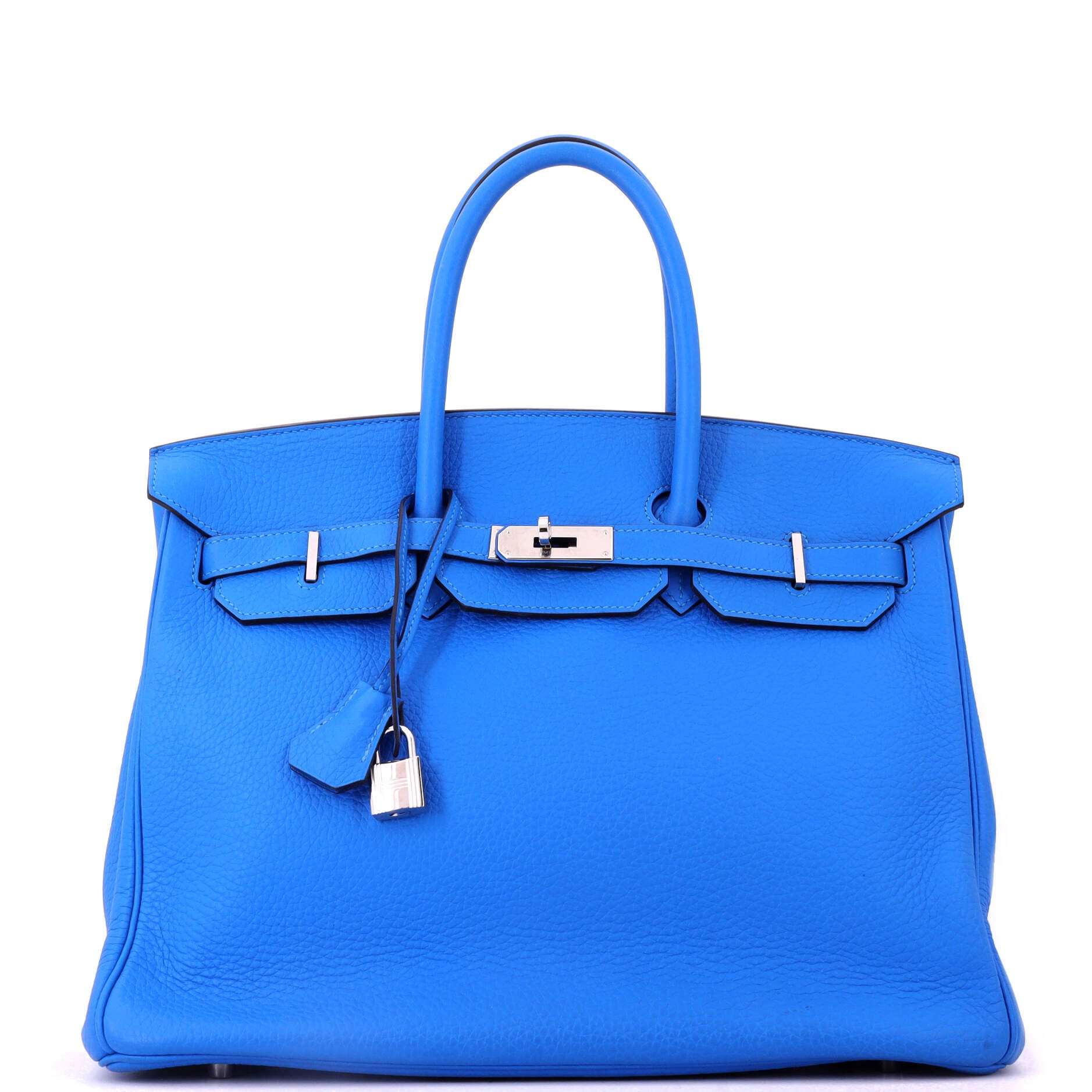 Birkin Handbag Bleu Hydra Clemence with Palladium Hardware 35
