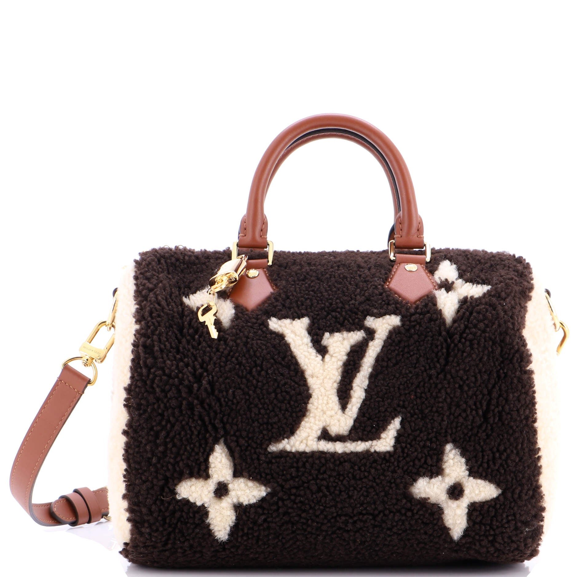 Louis Vuitton Speedy Bandouliere Bag Monogram Giant Teddy Fleece 25