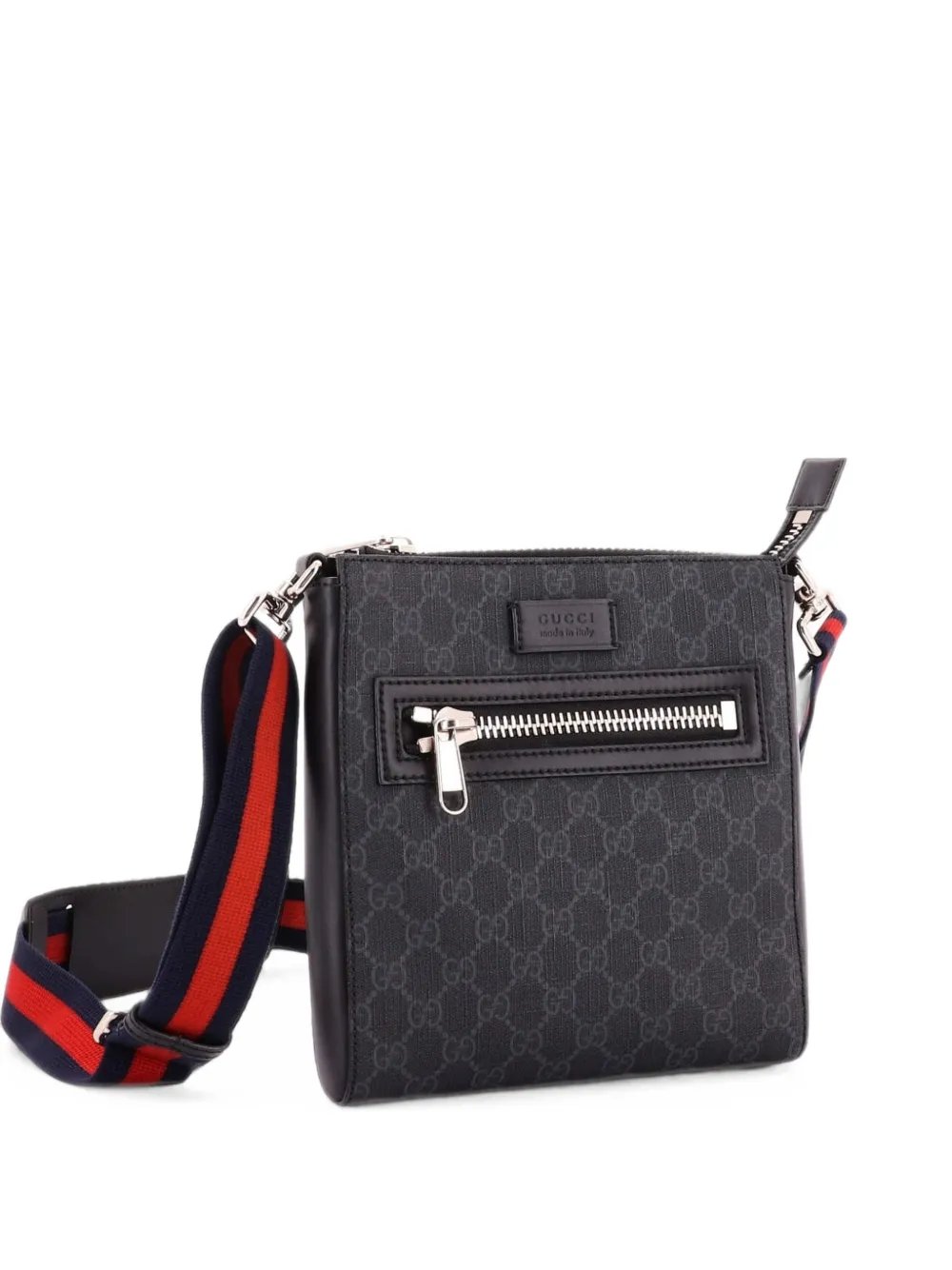 Web Strap Front Zip Messenger Bag GG Coated Canvas Small crossbody bag