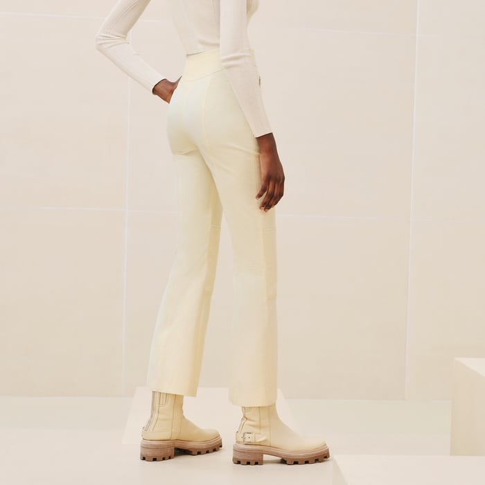 Jaune Pastel High-waisted Bootcut Quilted Biker Pants
