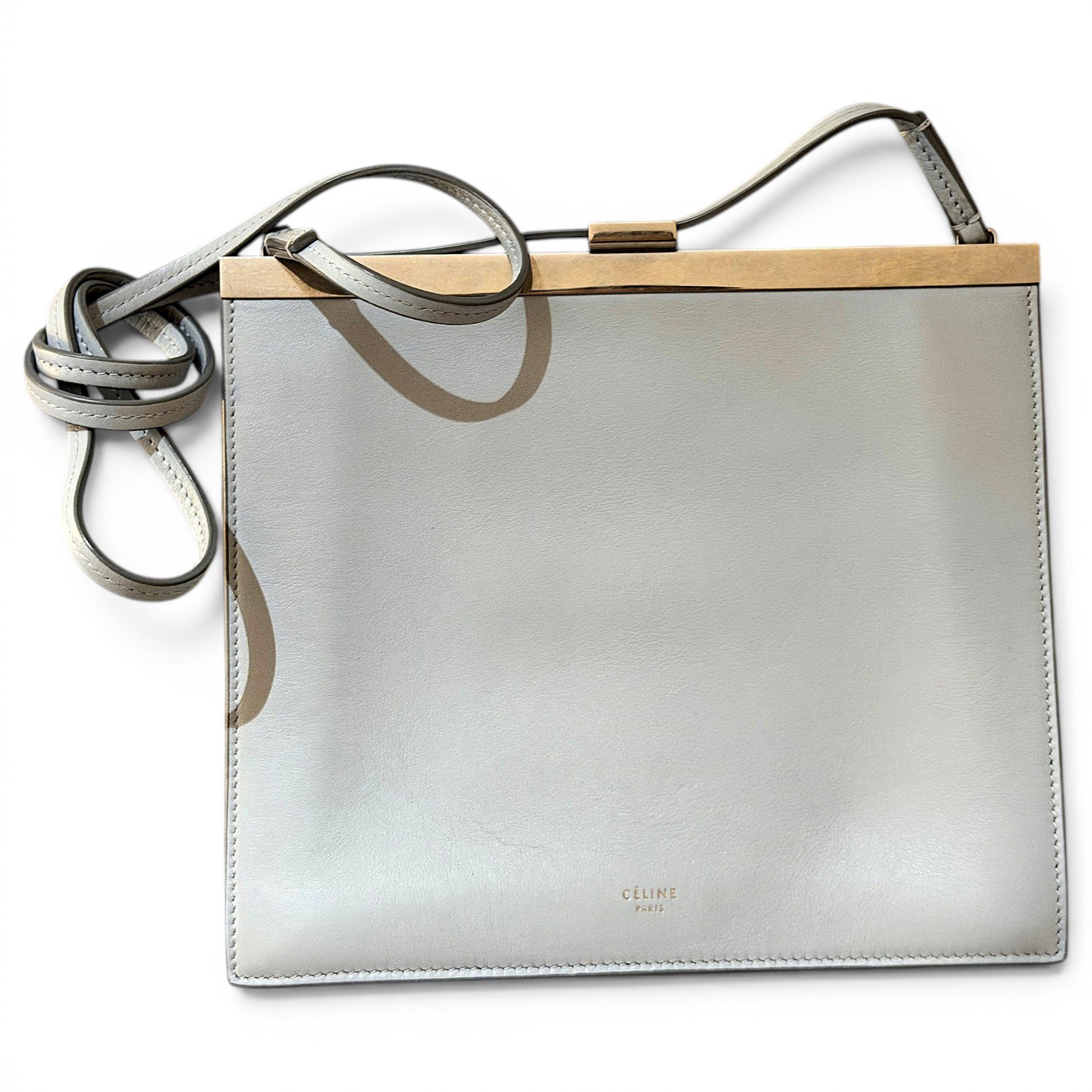 Clasp leather handbag