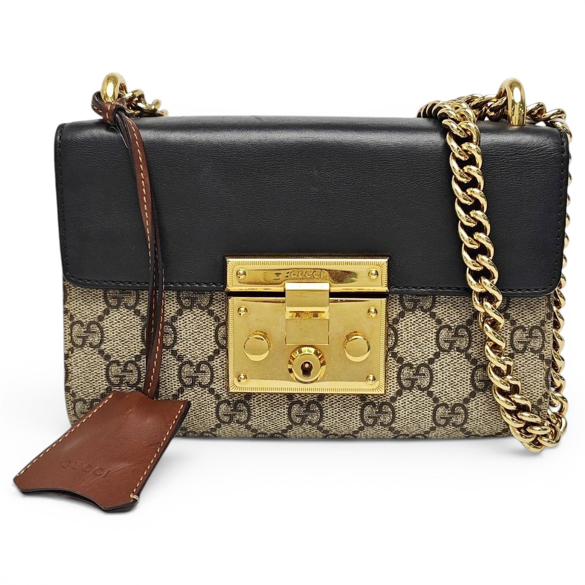 Padlock leather handbag