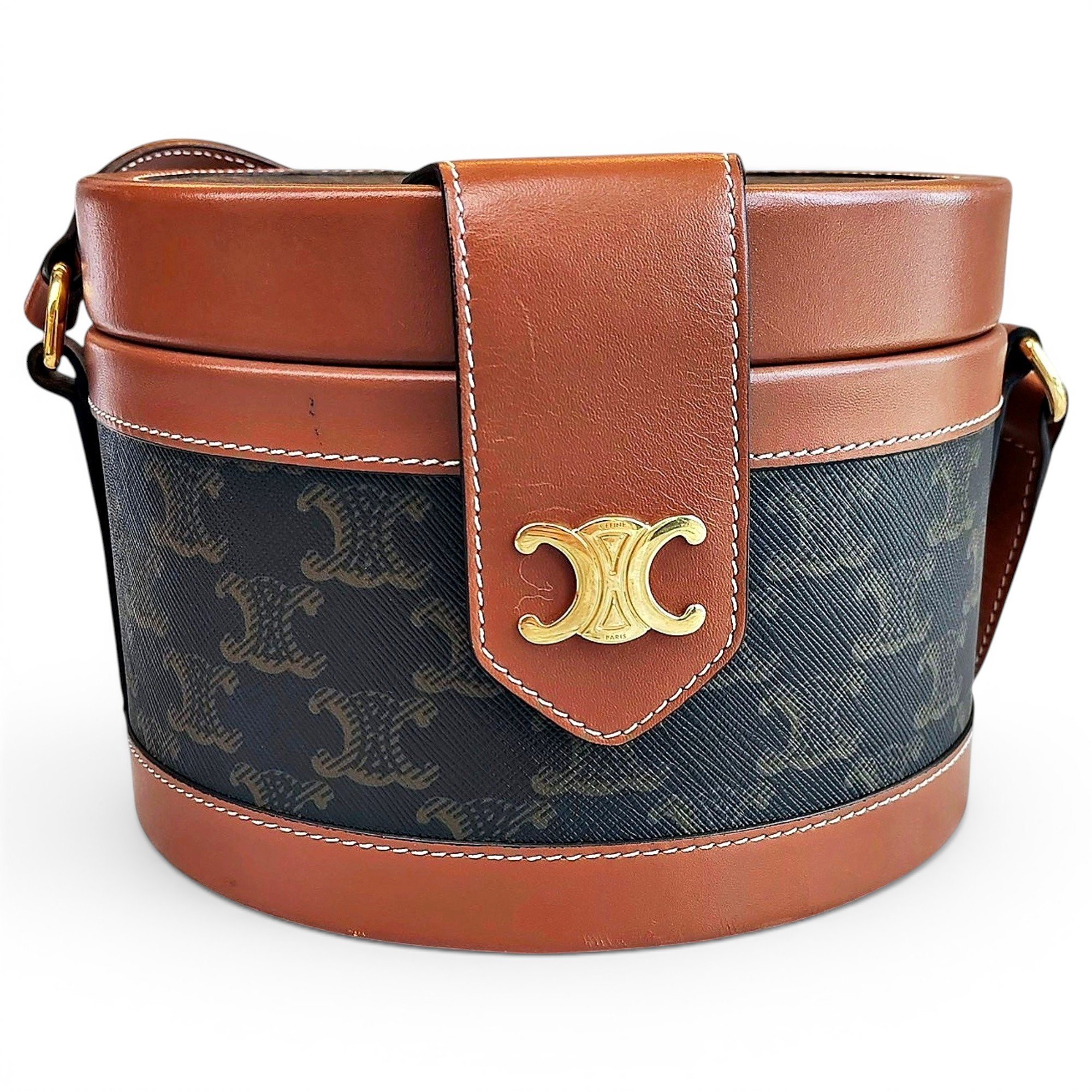 Tambour leather crossbody bag