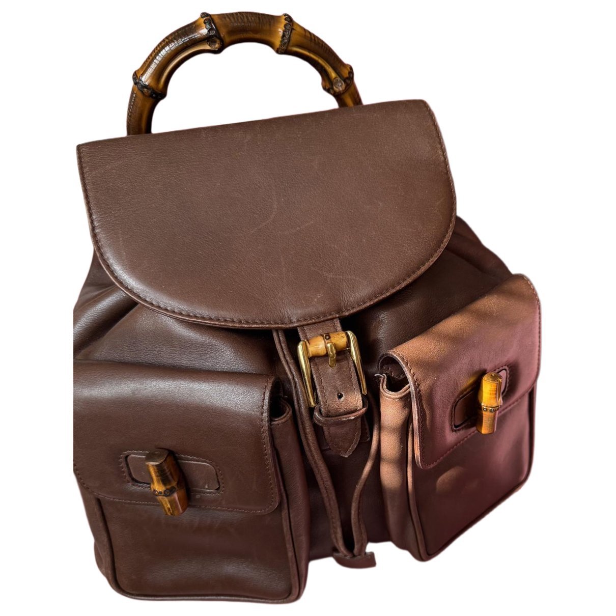 Bamboo Tassel Oval leather backpack