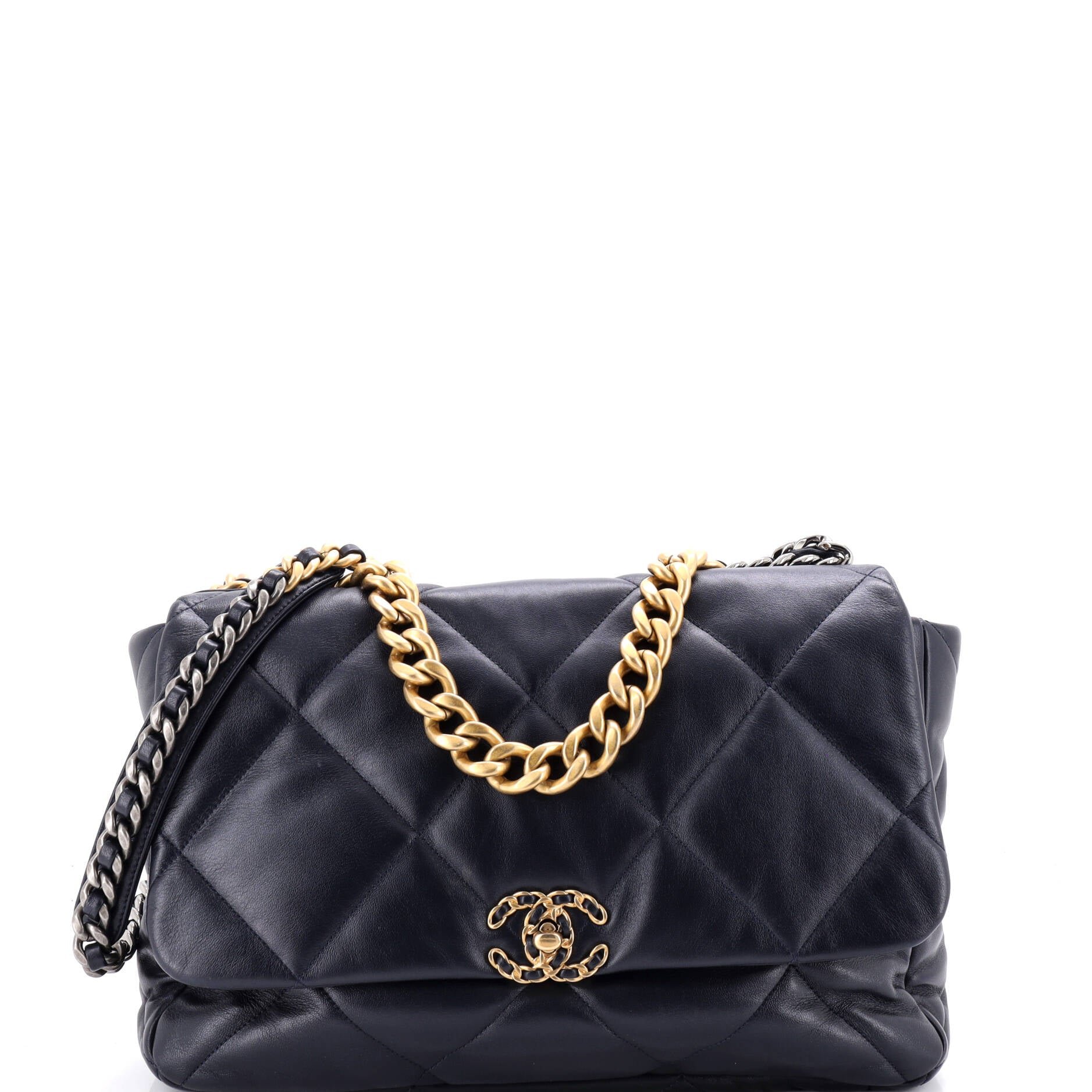 19 Flap Bag Quilted Leather Maxi