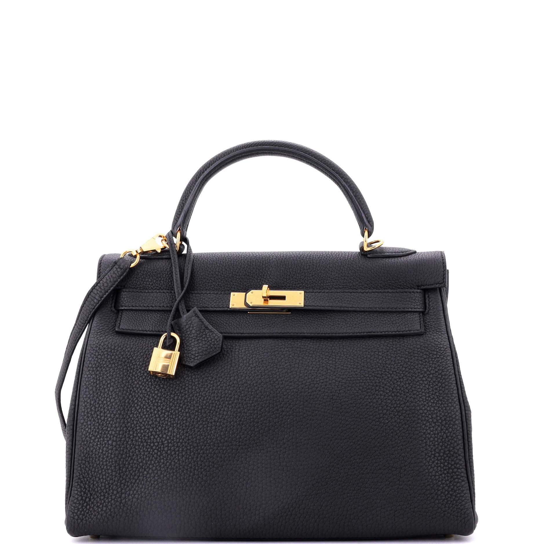 Hermes Kelly Handbag Noir Togo with Gold Hardware 32