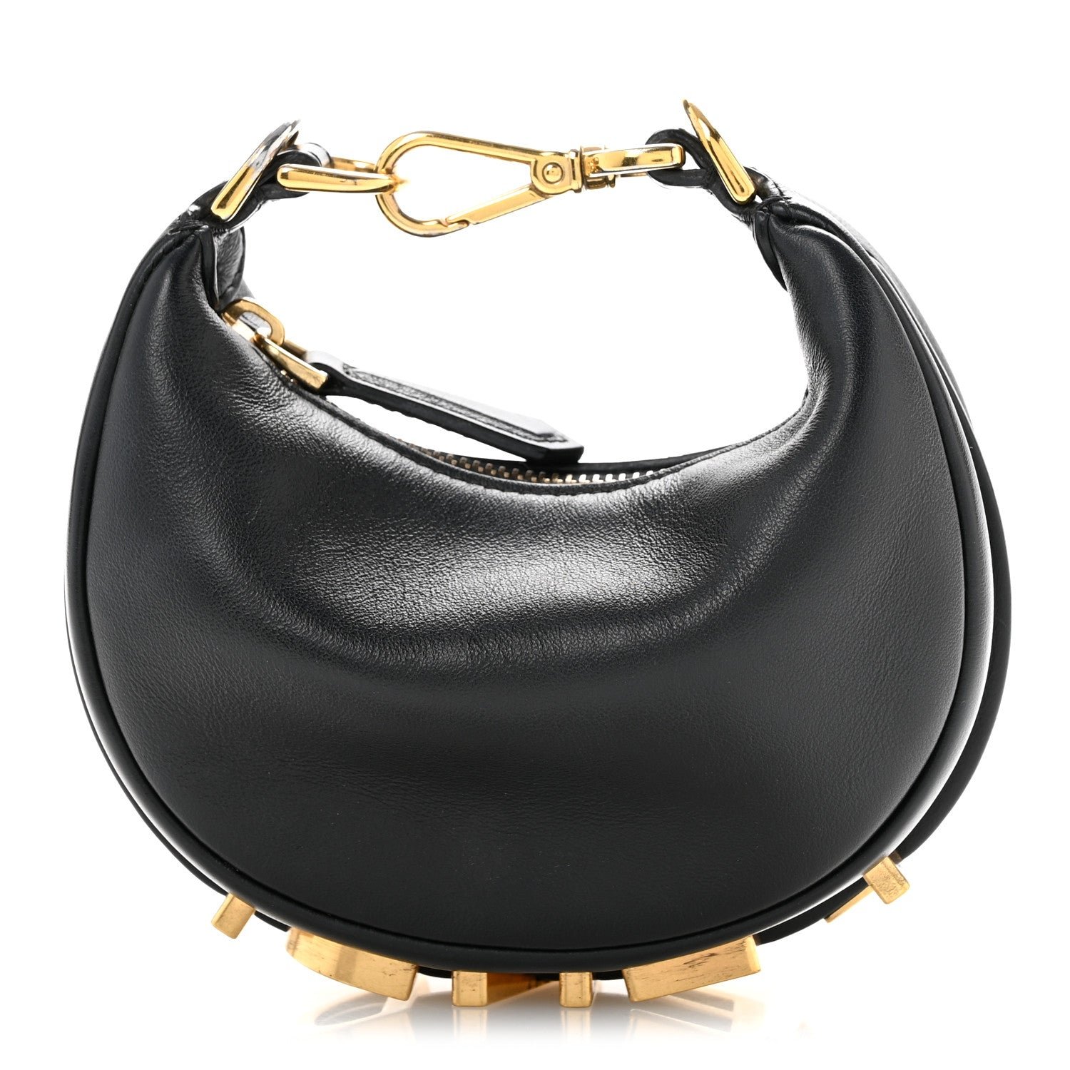 Fendi Vitello Grace Matte Nano Fendigraphy Hobo Charm Black
