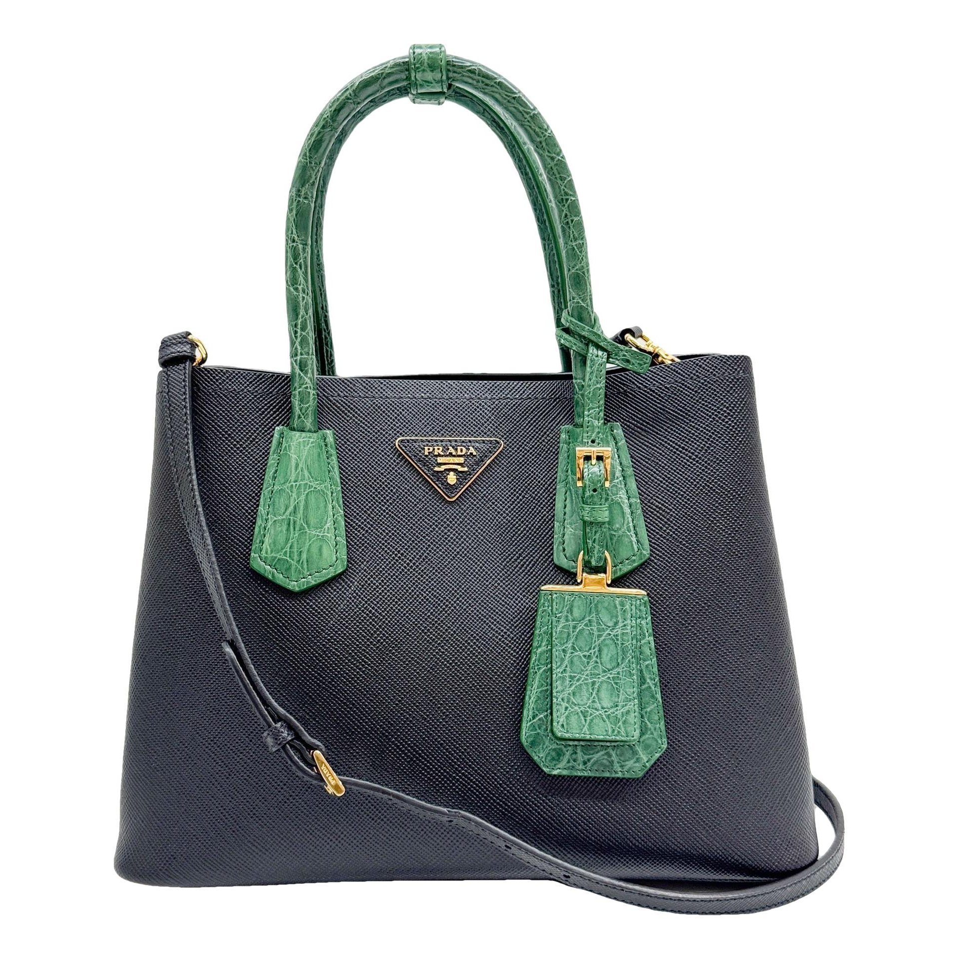 Double leather handbag
