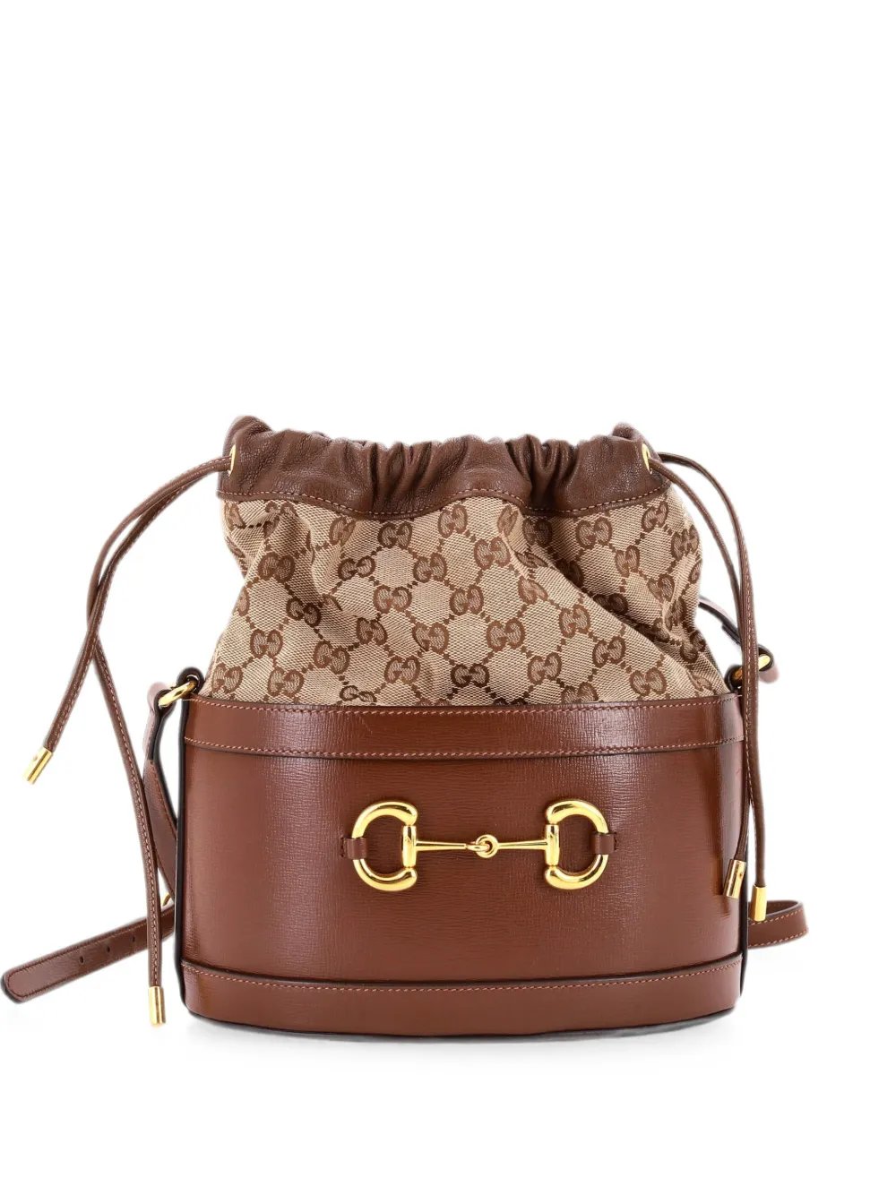 Horsebit 1955 Crossbody Bag Leather and GG Canvas Small bucket bag