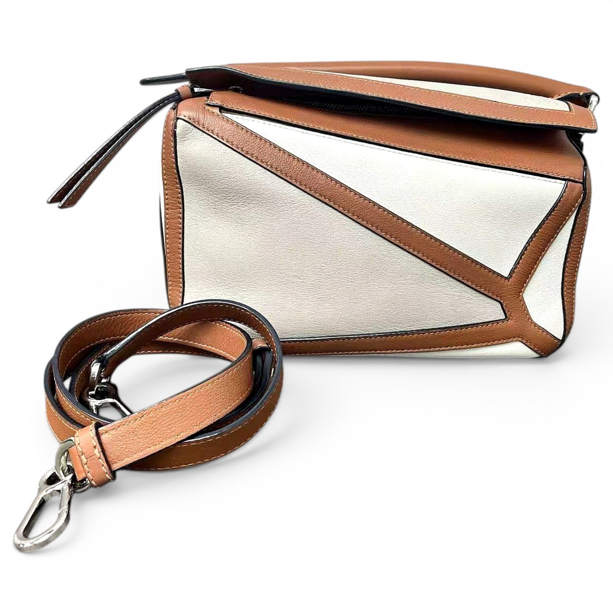 Puzzle leather handbag