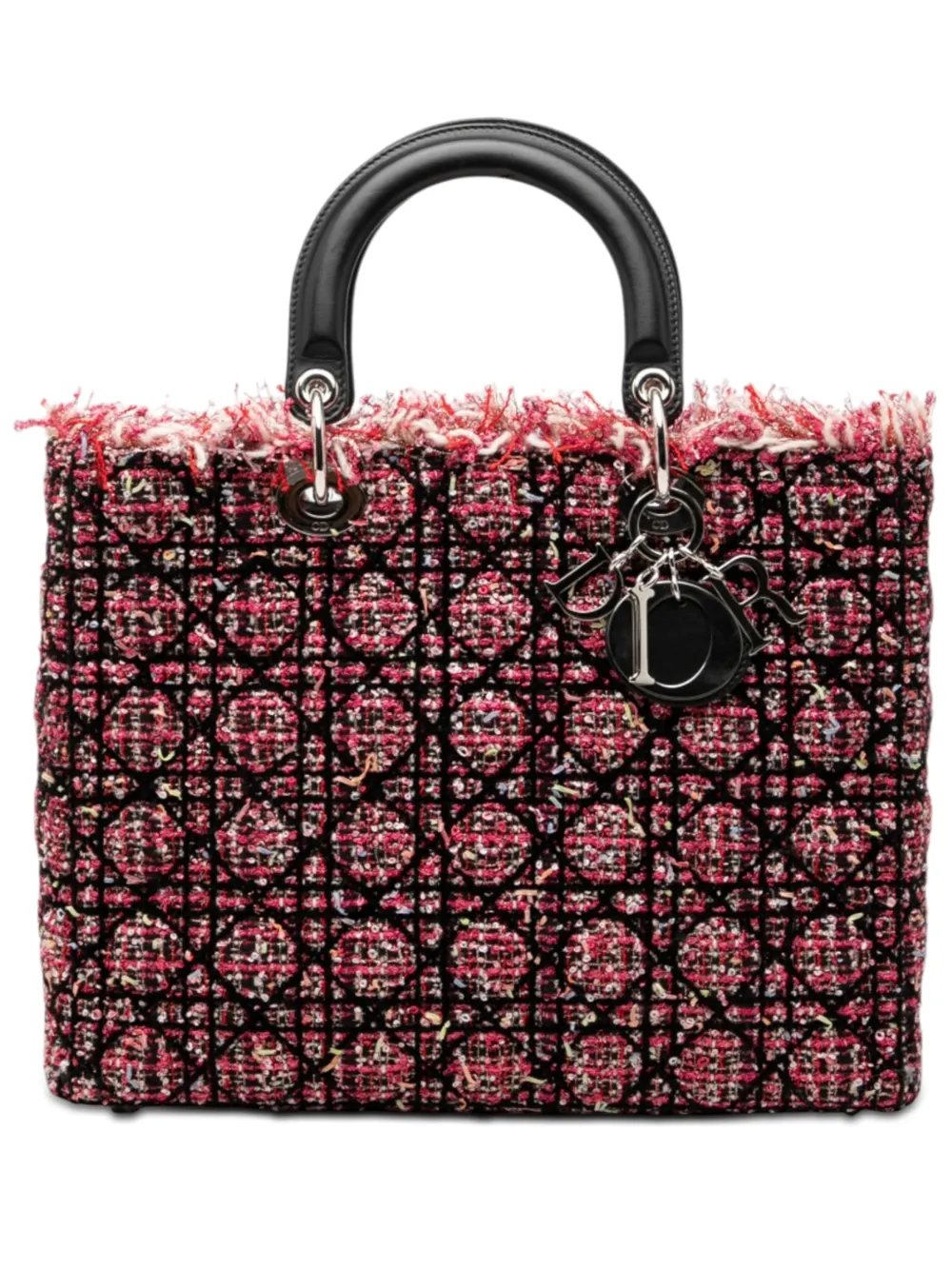 2011 Large Tweed Cannage Fringe Lady Dior satchel