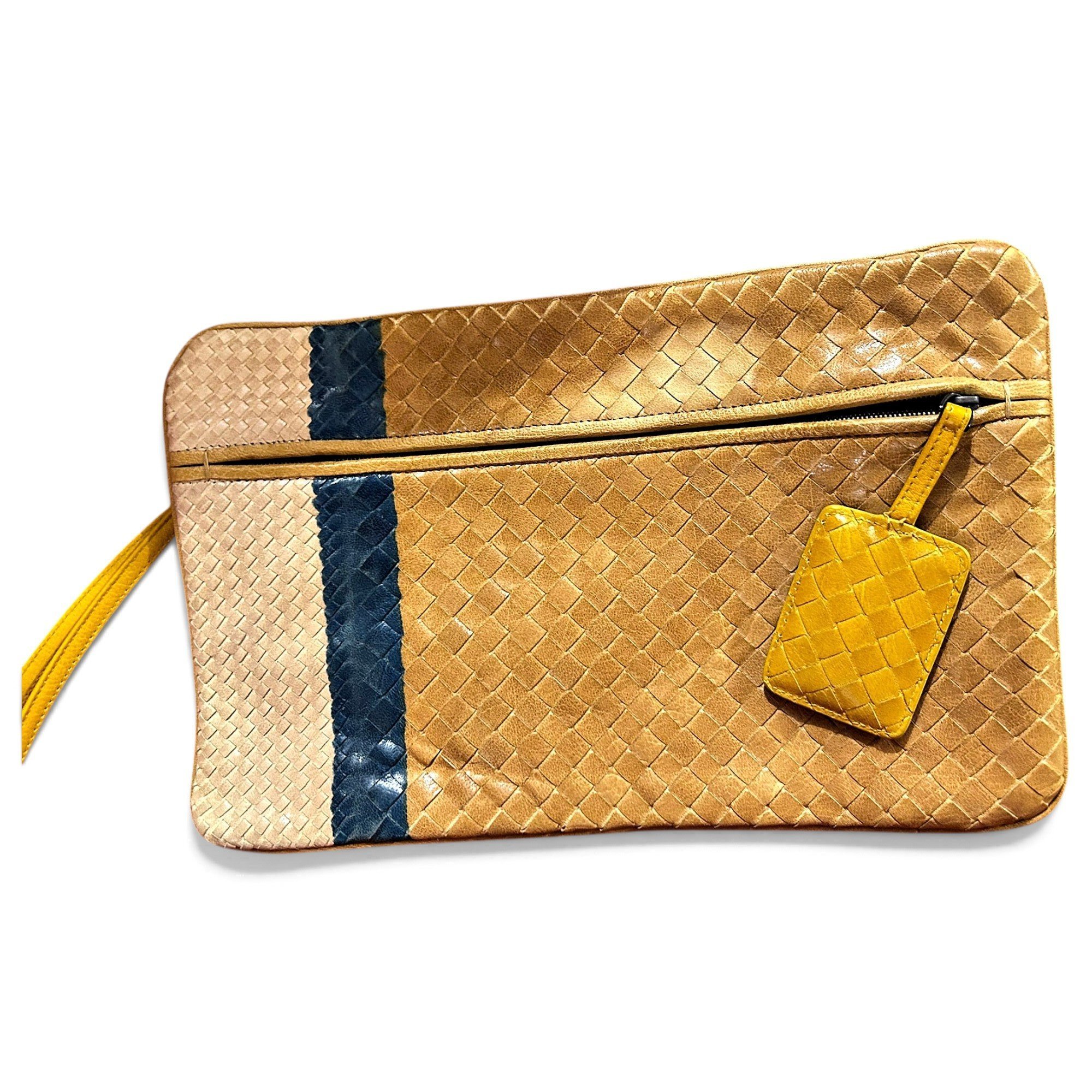 Snap leather clutch bag
