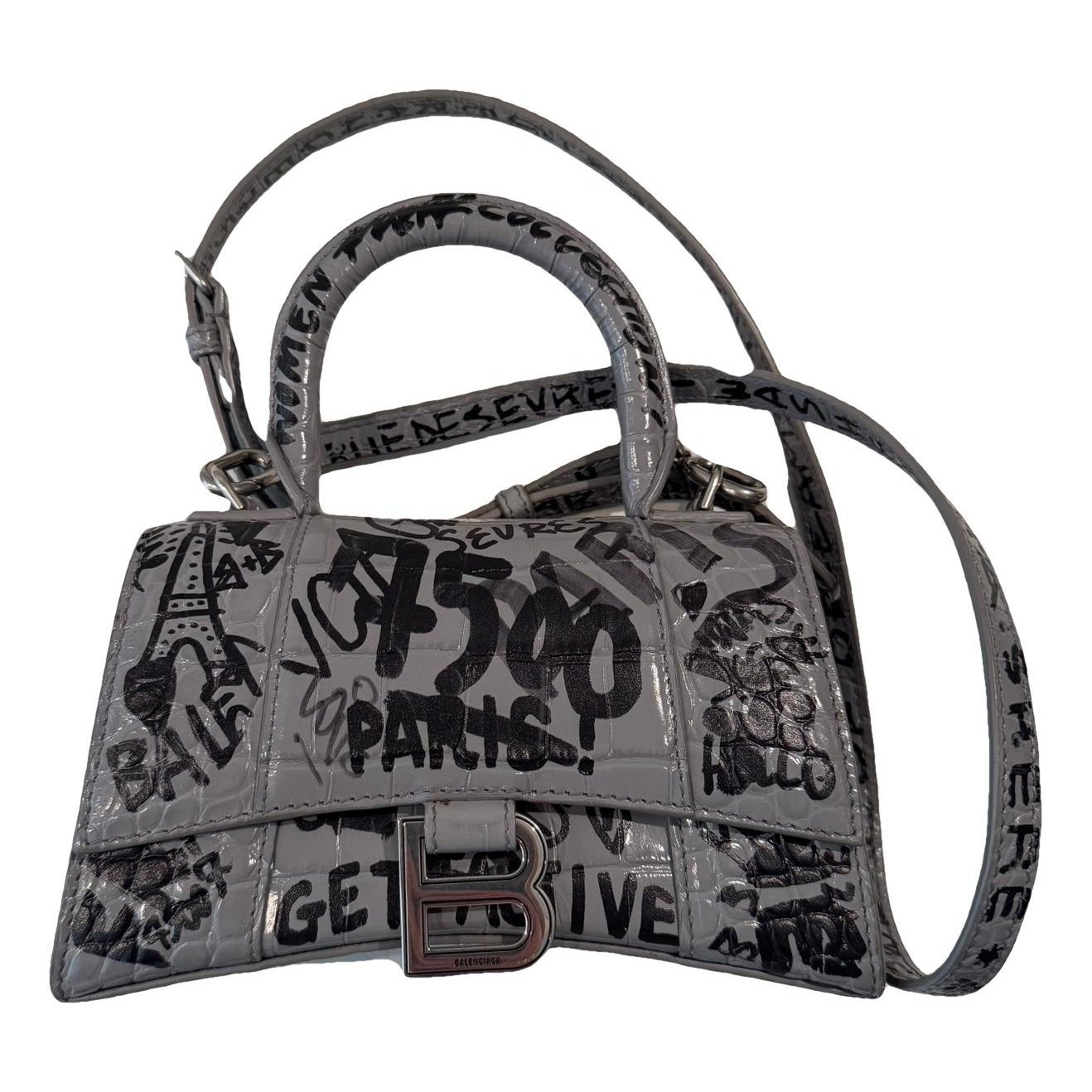 Hourglass leather handbag