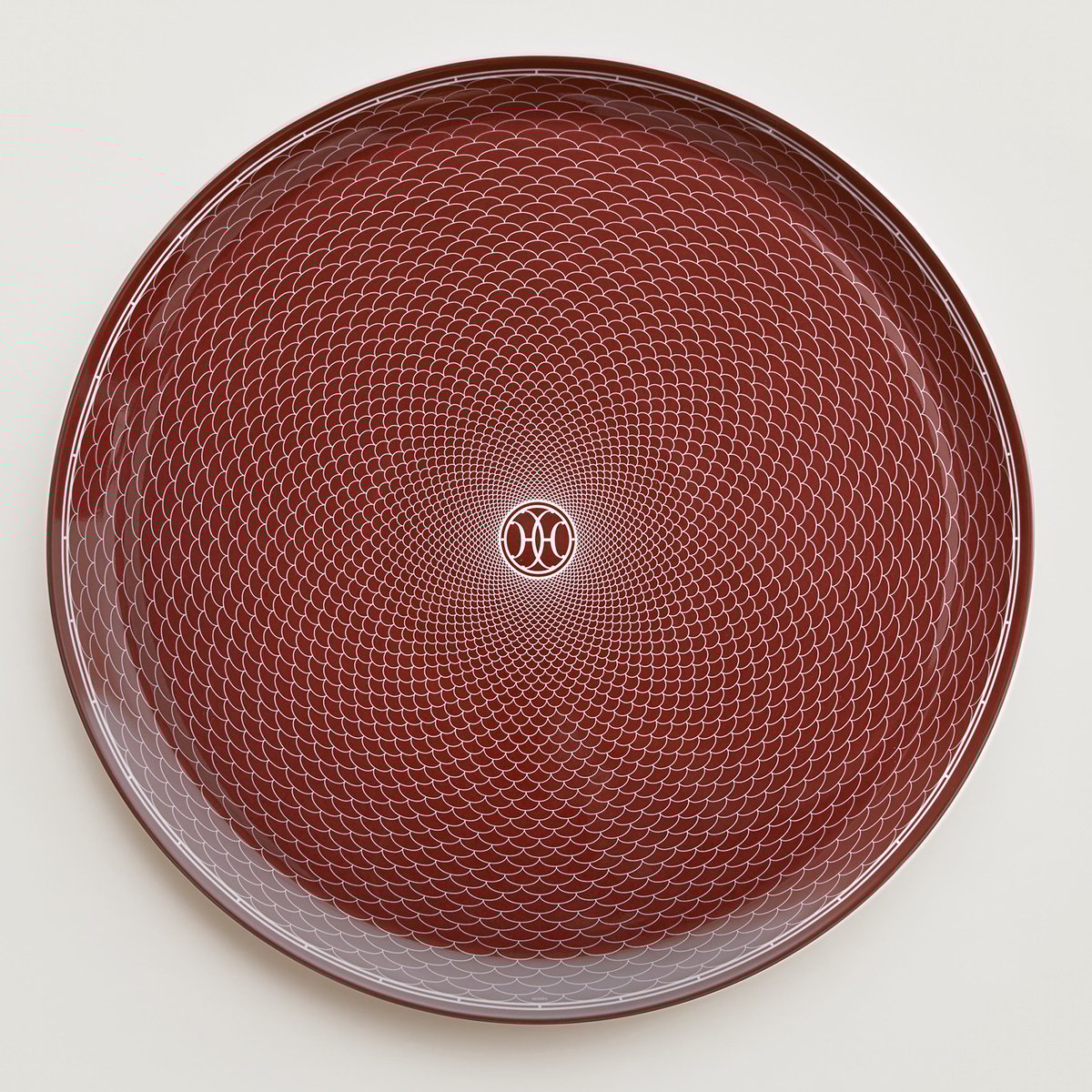 H Deco rouge round platter, large model