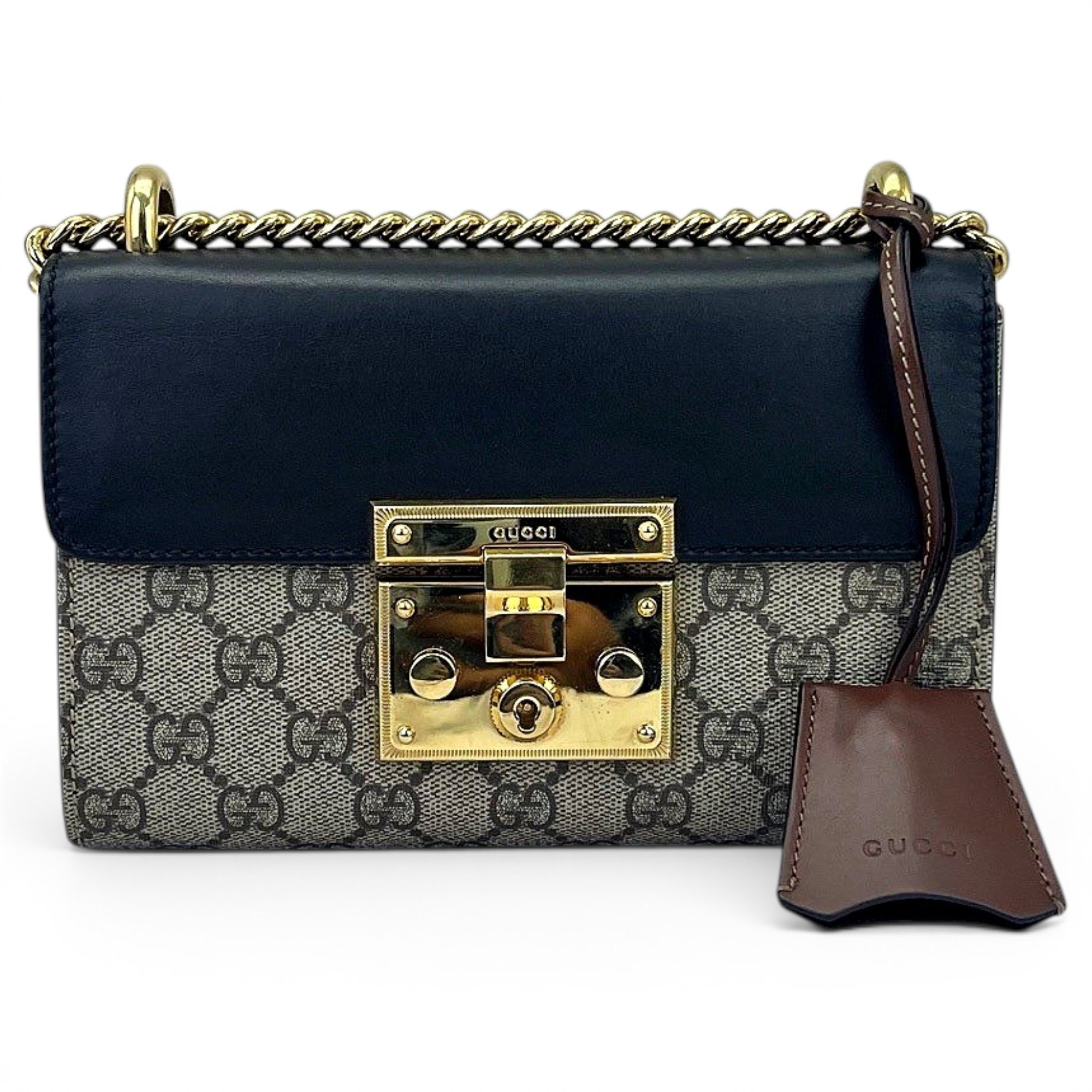 Padlock leather handbag