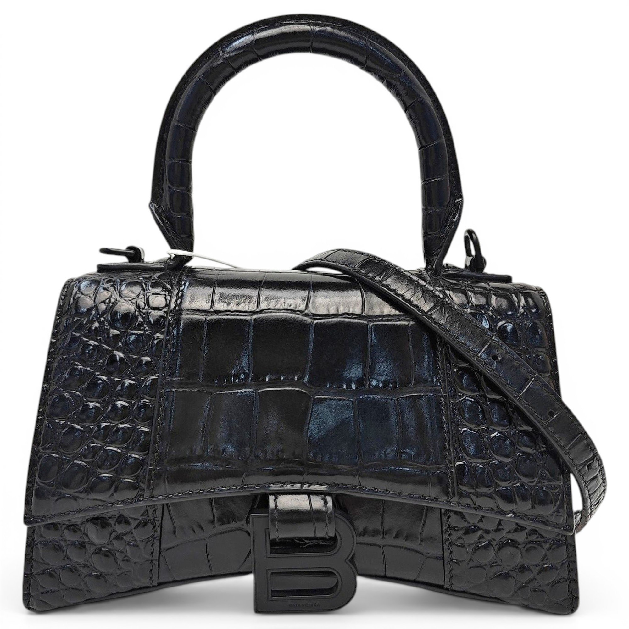 Hourglass leather handbag