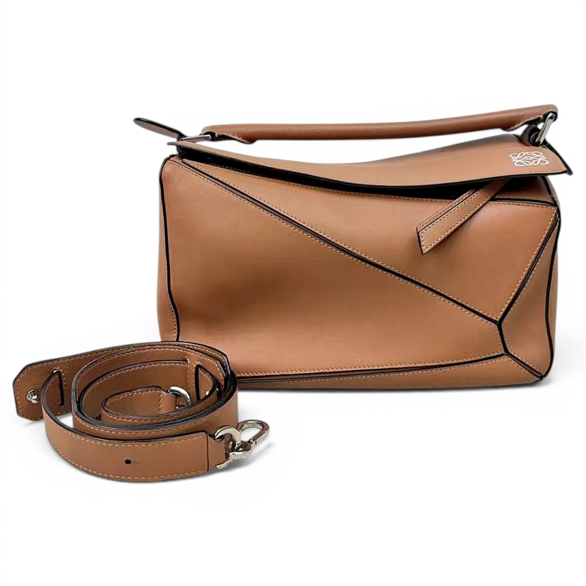 Puzzle leather handbag