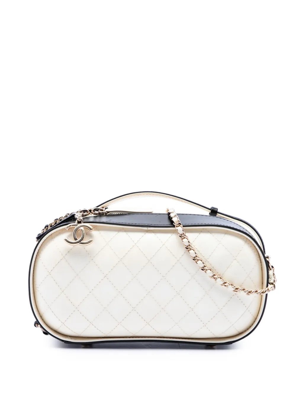 2019 CC Quilted Crumpled Calfskin Vanity Case satchel