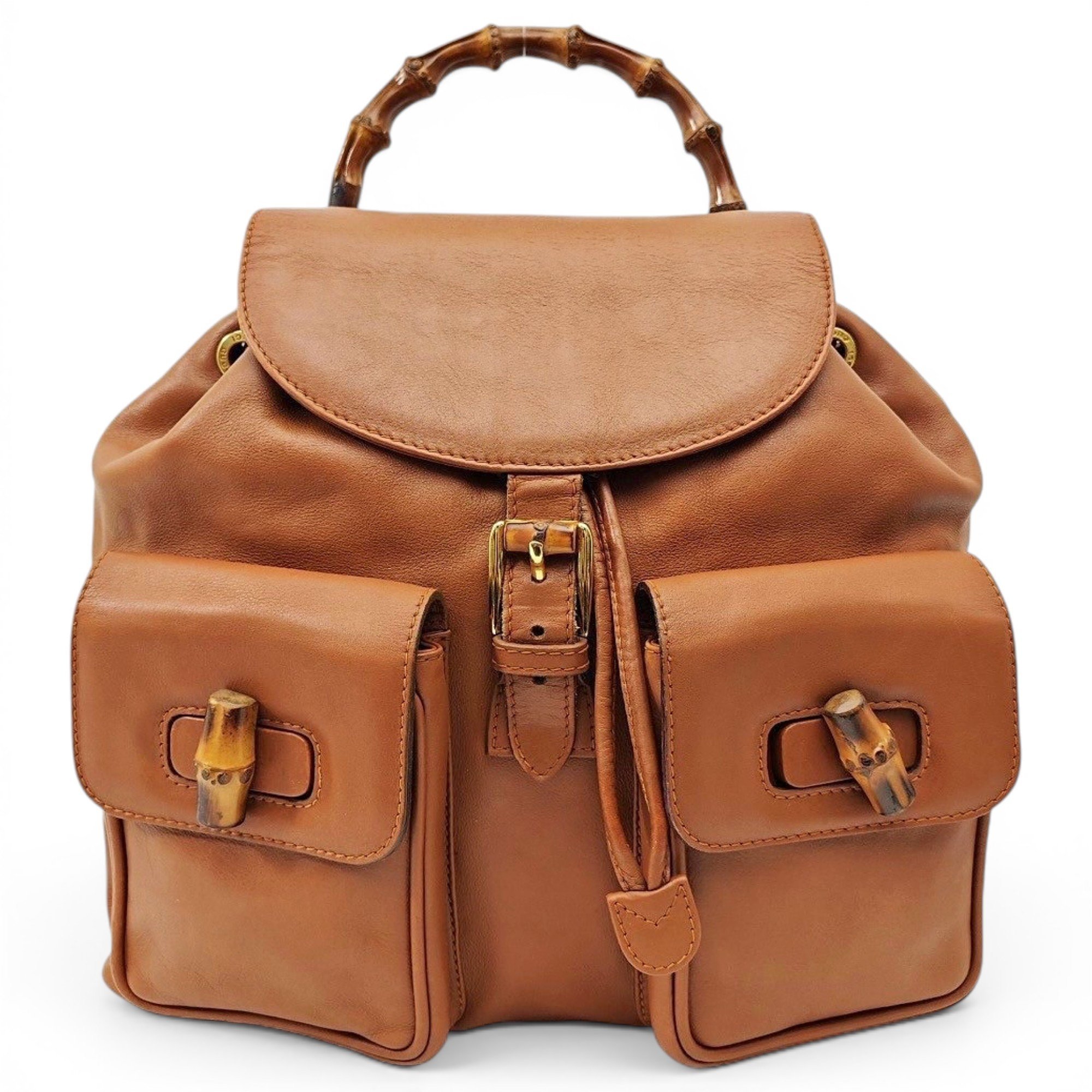 Bamboo Tassel Oval leather backpack