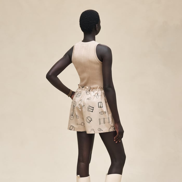 Beige Pierre d'Istrie "Cahier Du Colporteur" Shorts With Elastic Waist